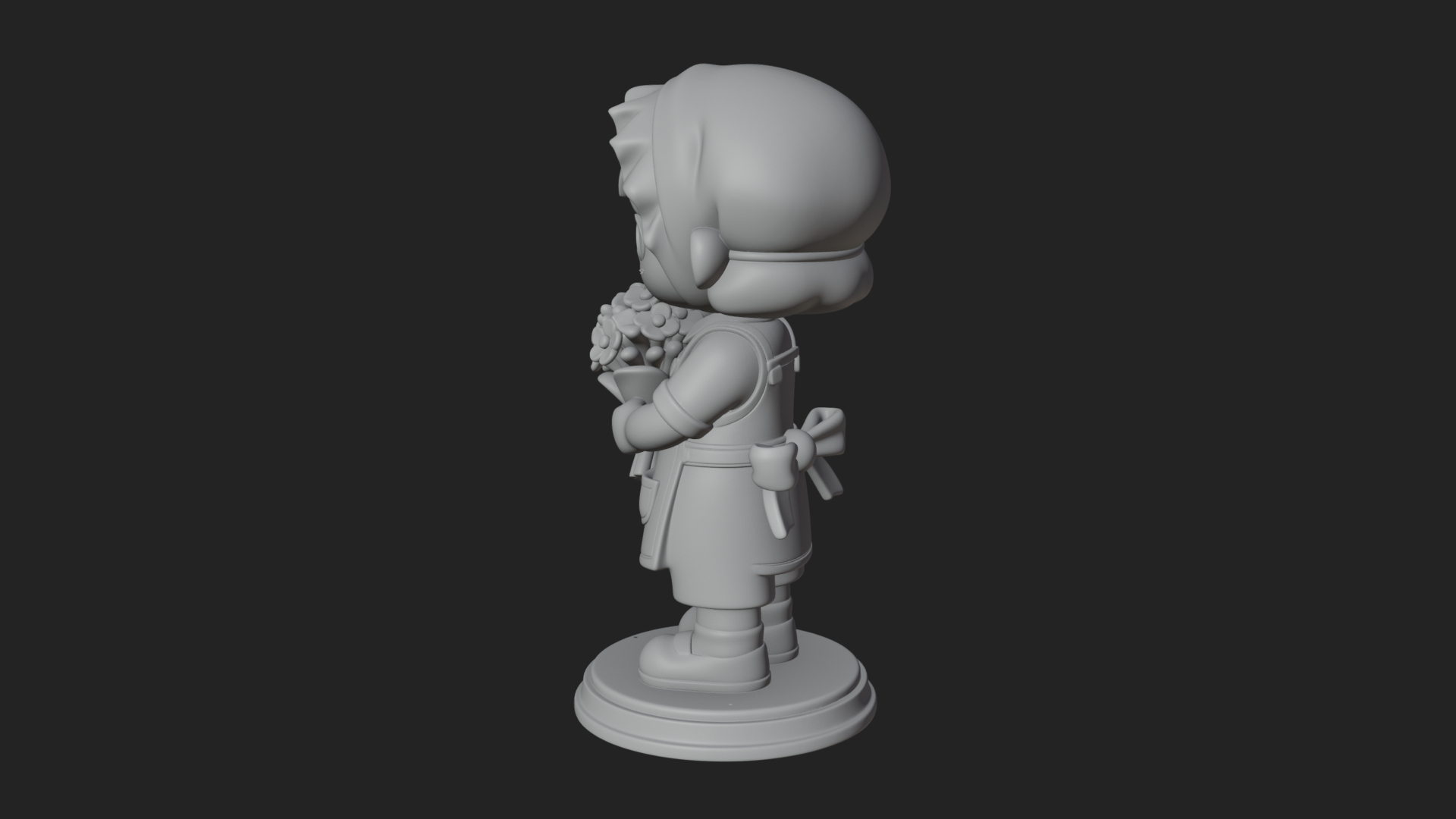 Chibi Florist Girl Statue Design 1 3D Print Model 3D Model