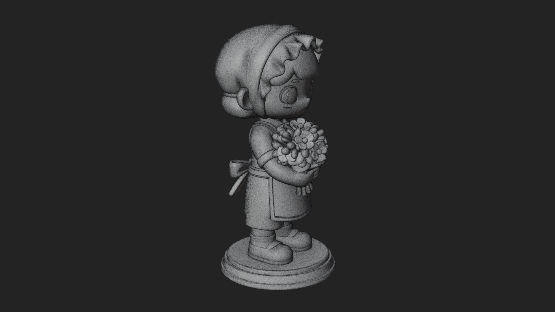 Chibi Florist Girl Statue Design 1 3D Print Model 3D Model