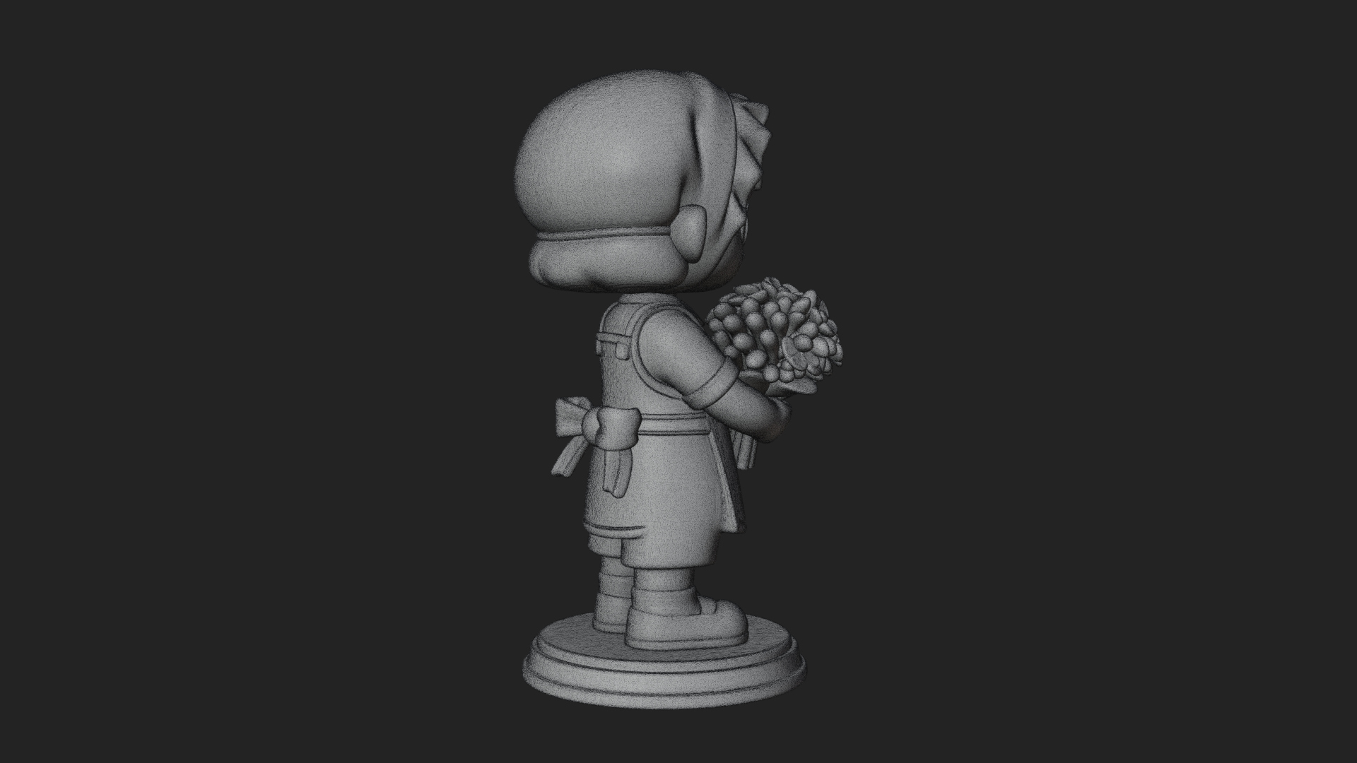 Chibi Florist Girl Statue Design 1 3D Print Model 3D Model