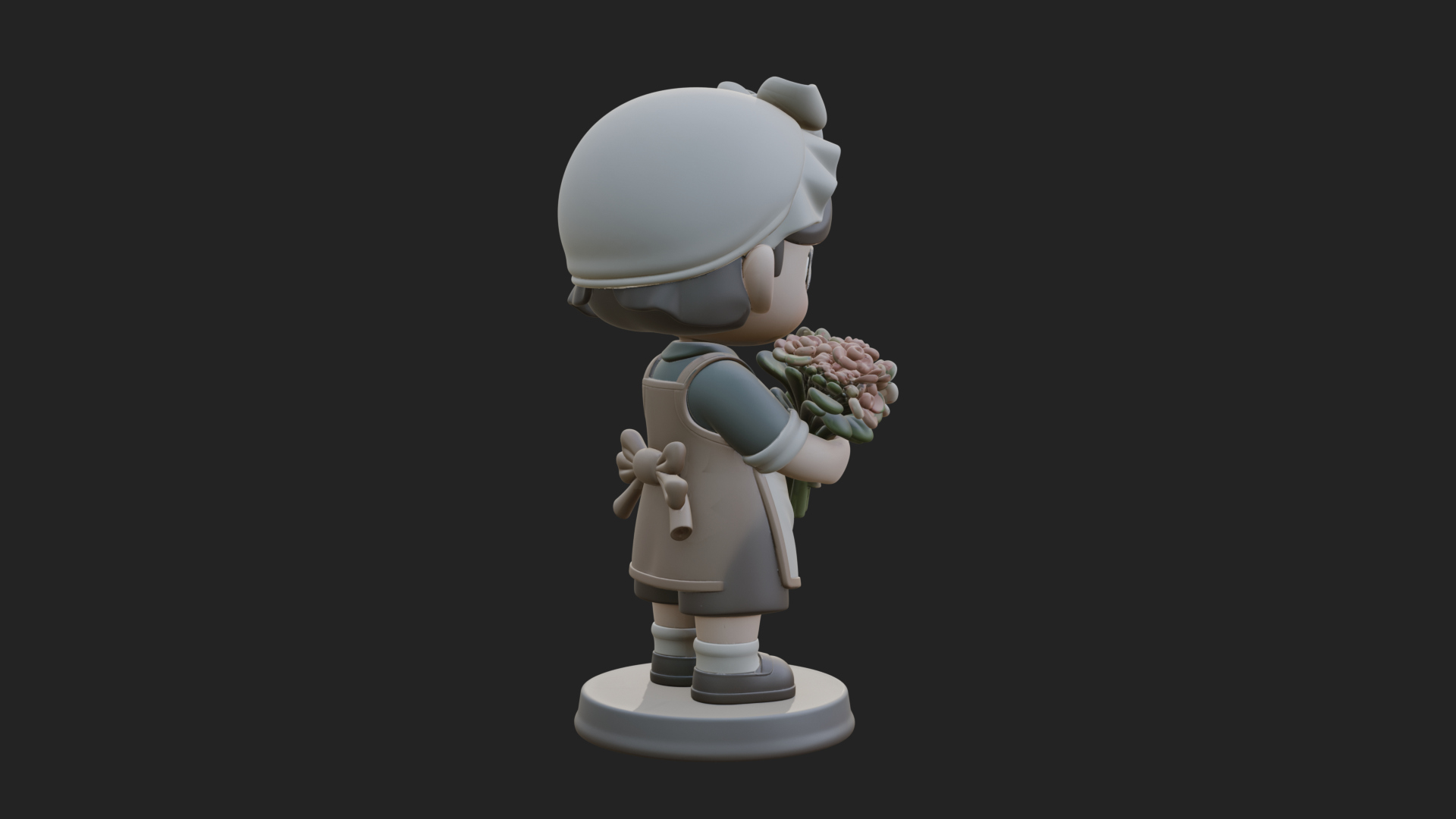 Chibi Florist Girl Statue Design 2 3D Print Model 3D Model