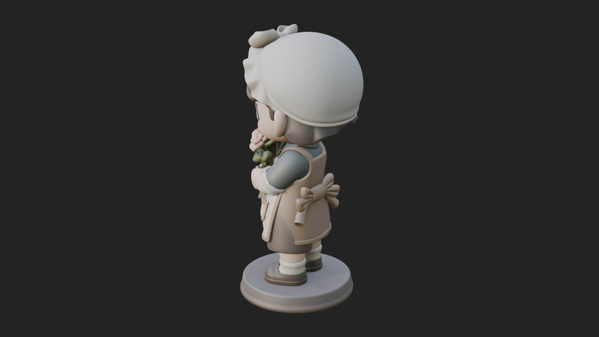 Chibi Florist Girl Statue Design 2 3D Print Model 3D Model