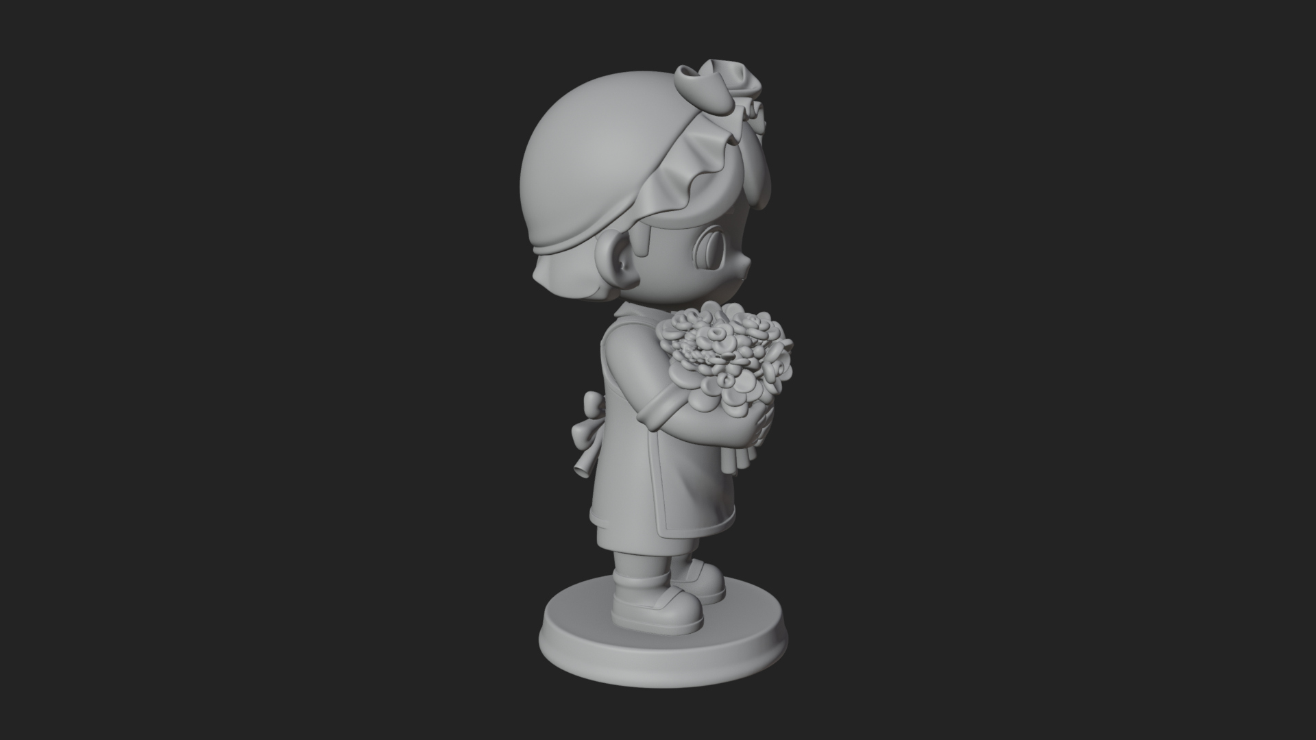 Chibi Florist Girl Statue Design 2 3D Print Model 3D Model