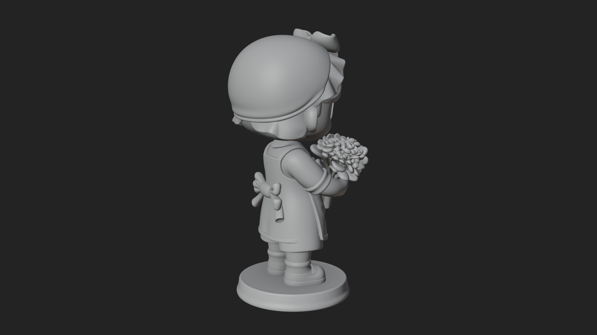 Chibi Florist Girl Statue Design 2 3D Print Model 3D Model