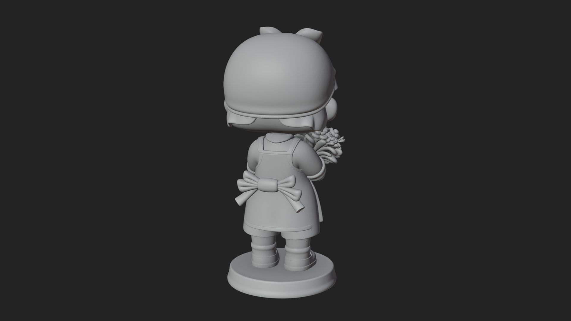Chibi Florist Girl Statue Design 2 3D Print Model 3D Model