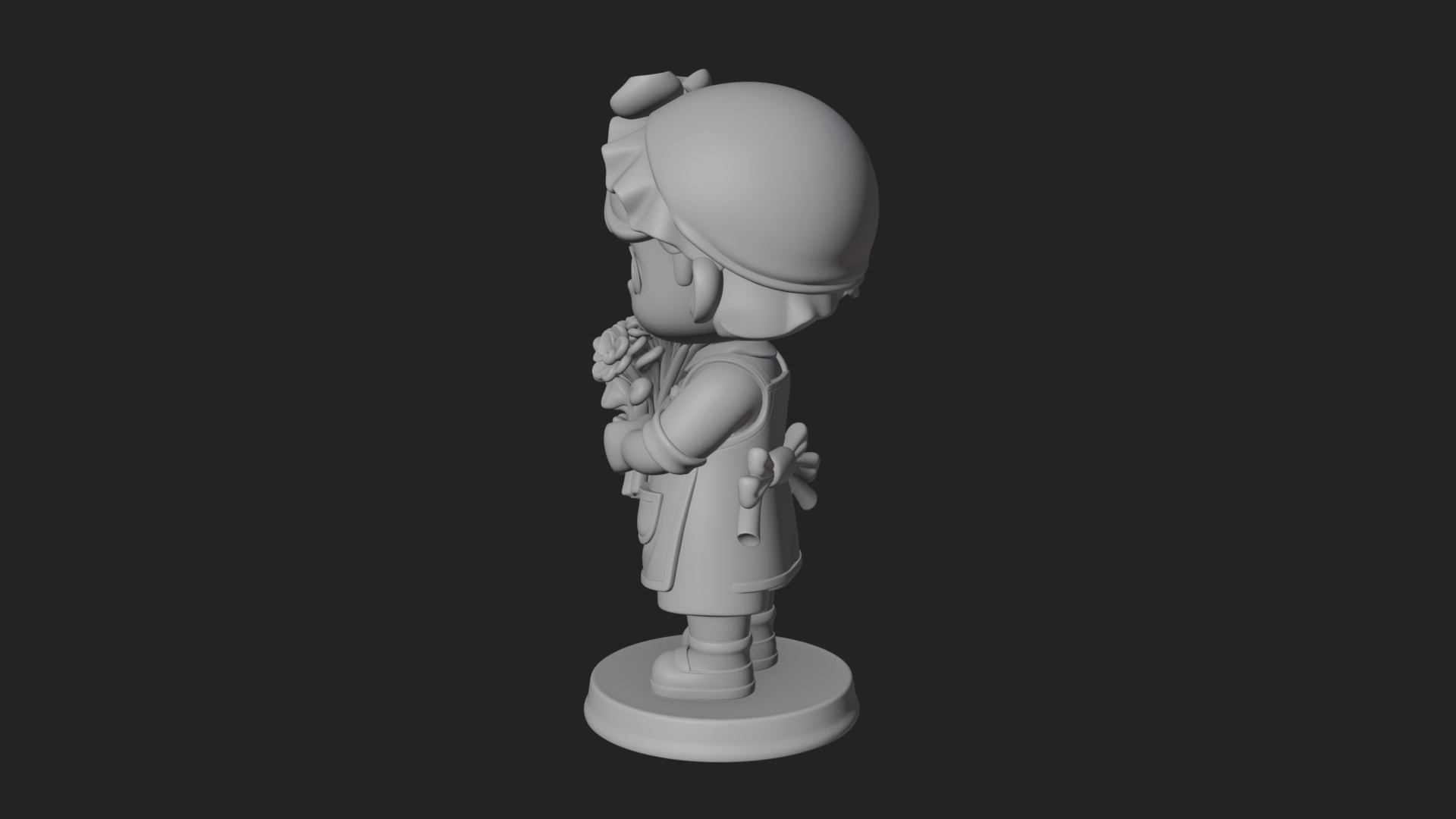 Chibi Florist Girl Statue Design 2 3D Print Model 3D Model