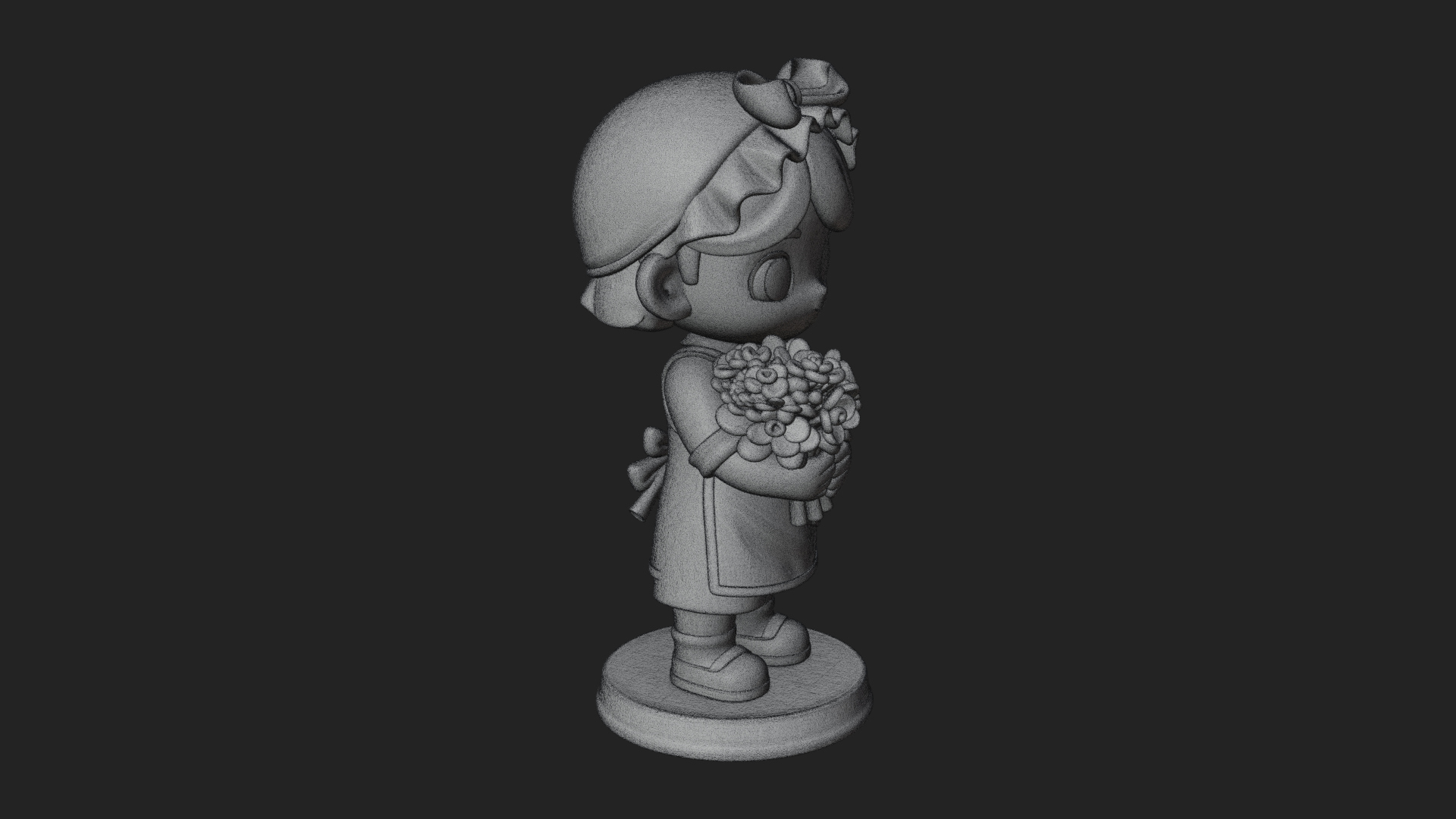 Chibi Florist Girl Statue Design 2 3D Print Model 3D Model