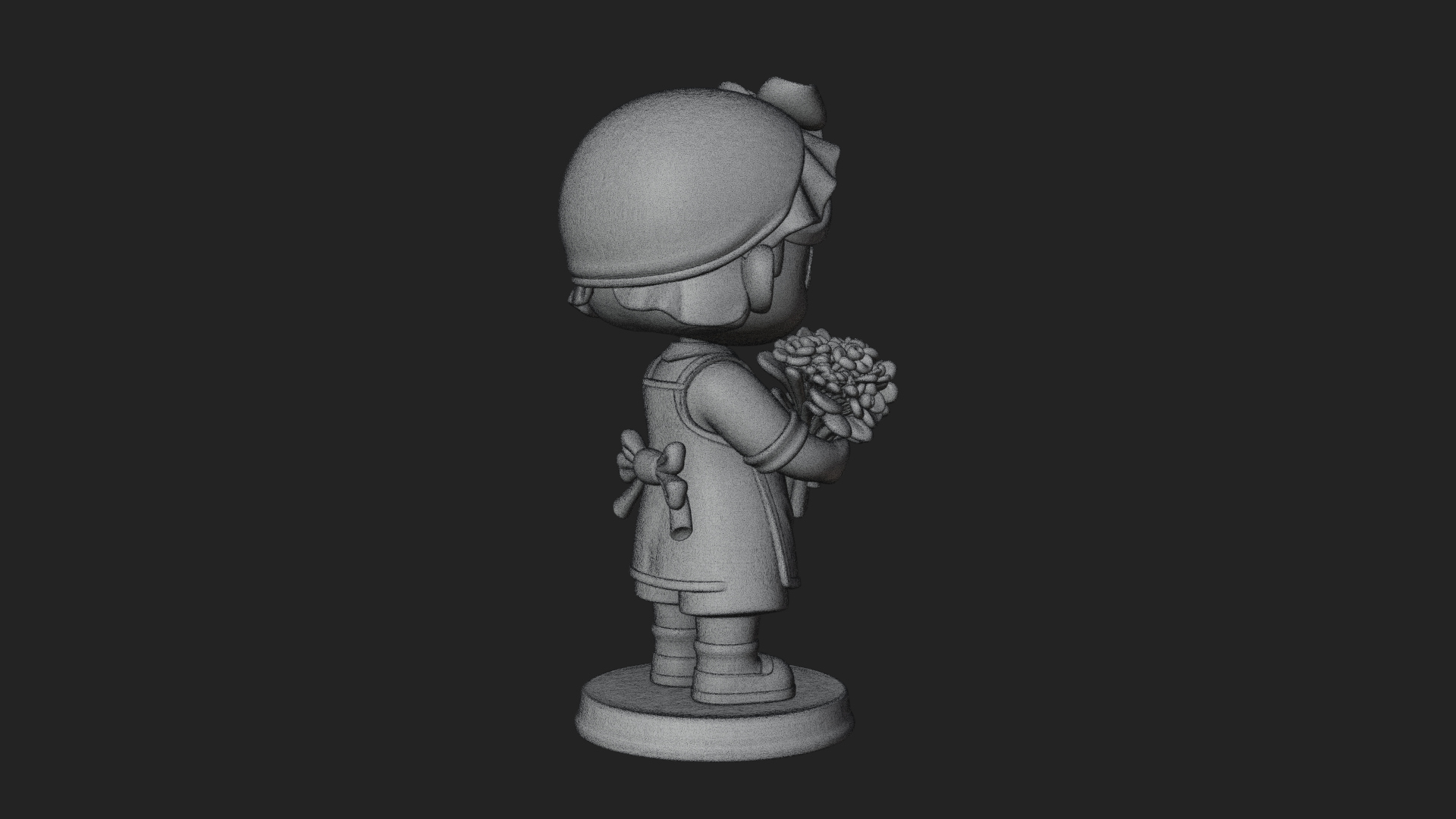Chibi Florist Girl Statue Design 2 3D Print Model 3D Model