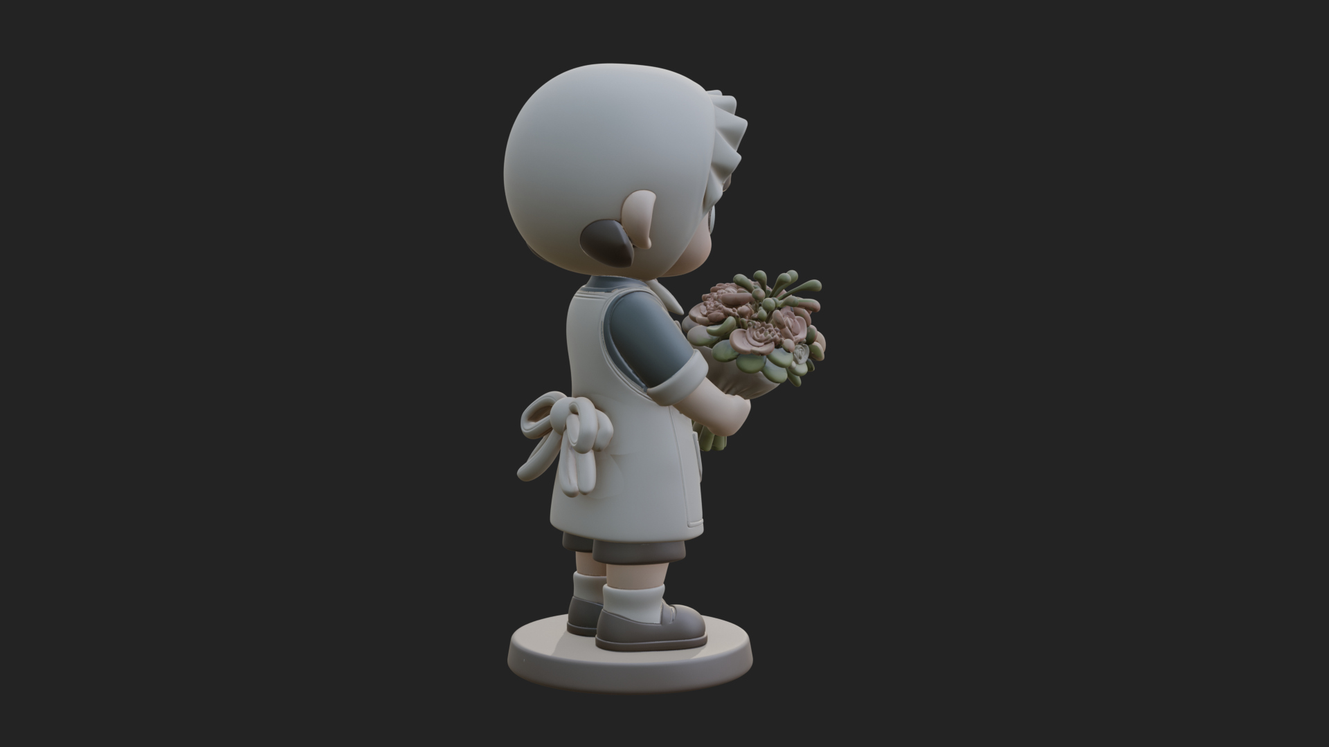 Chibi Florist Girl Statue Design 3 3D Print Model 3D Model