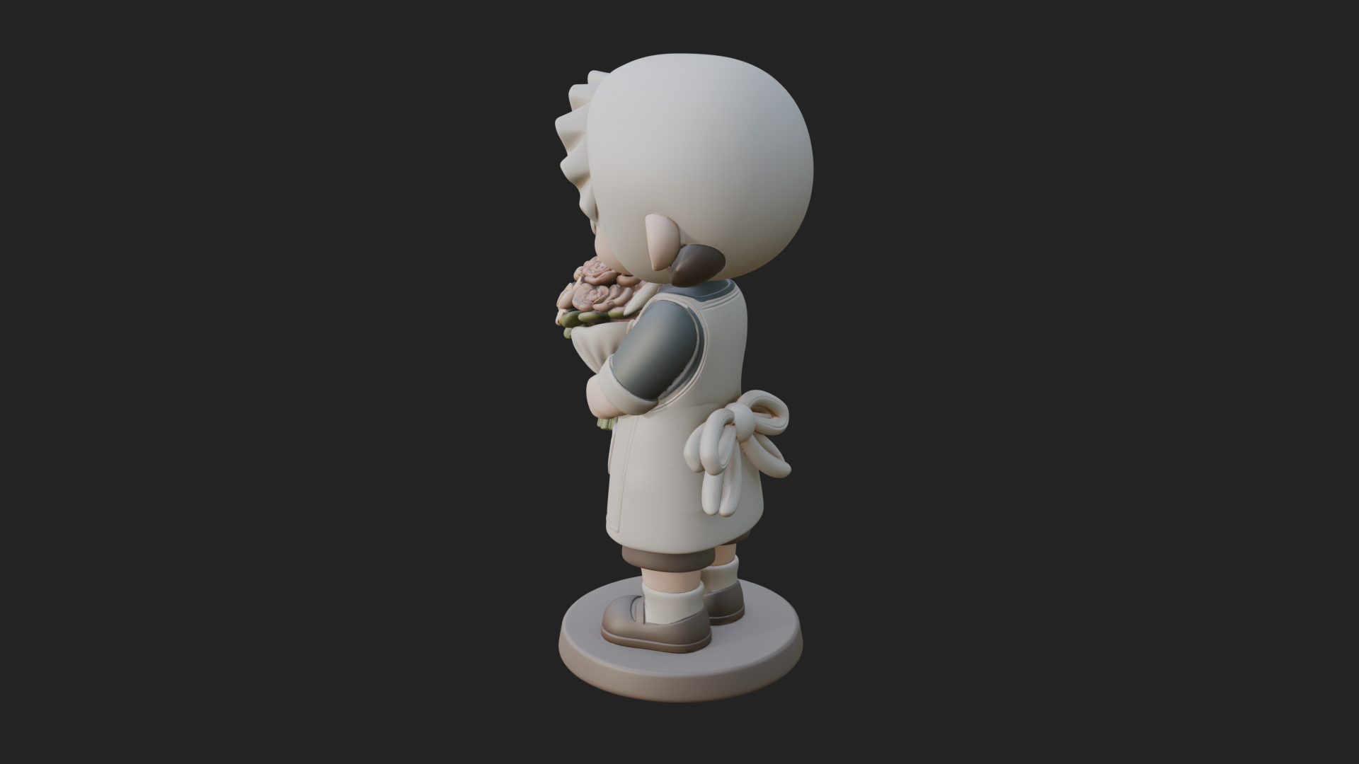 Chibi Florist Girl Statue Design 3 3D Print Model 3D Model