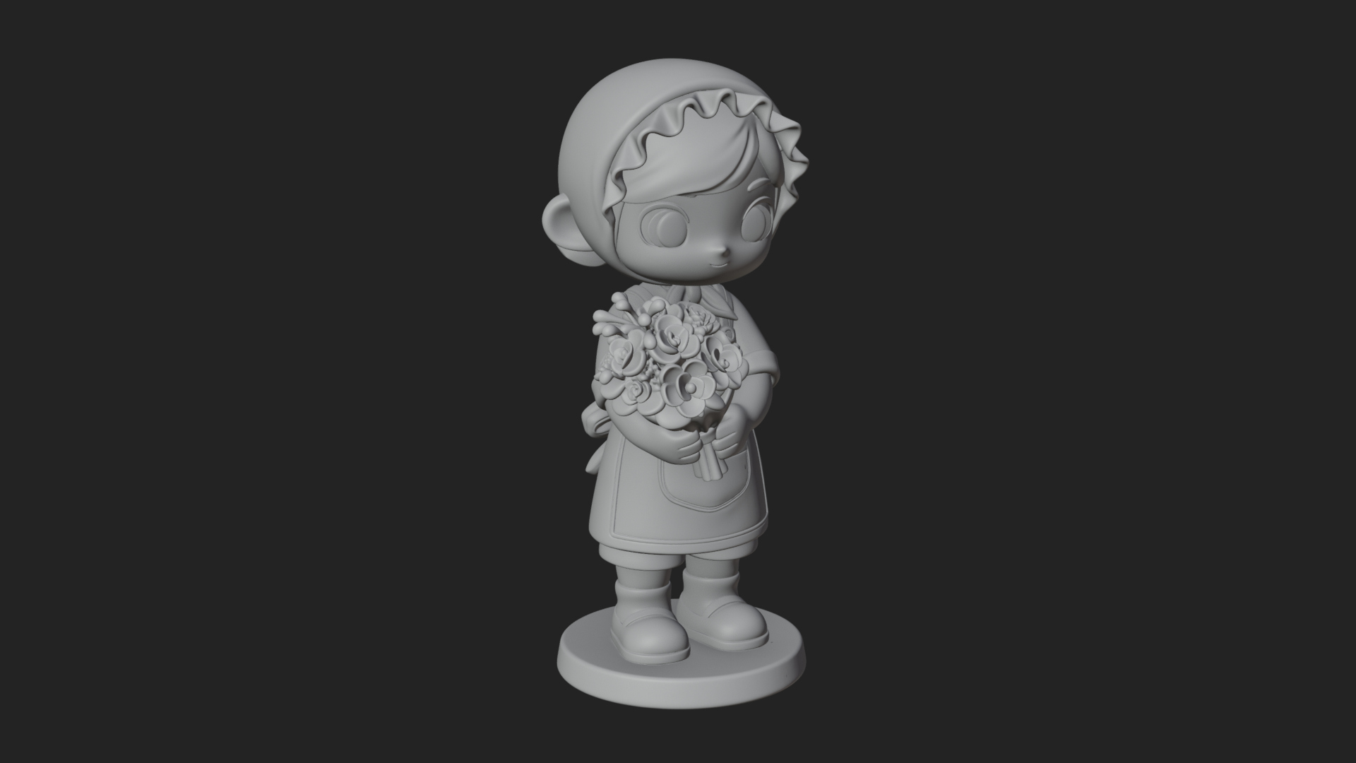 Chibi Florist Girl Statue Design 3 3D Print Model 3D Model