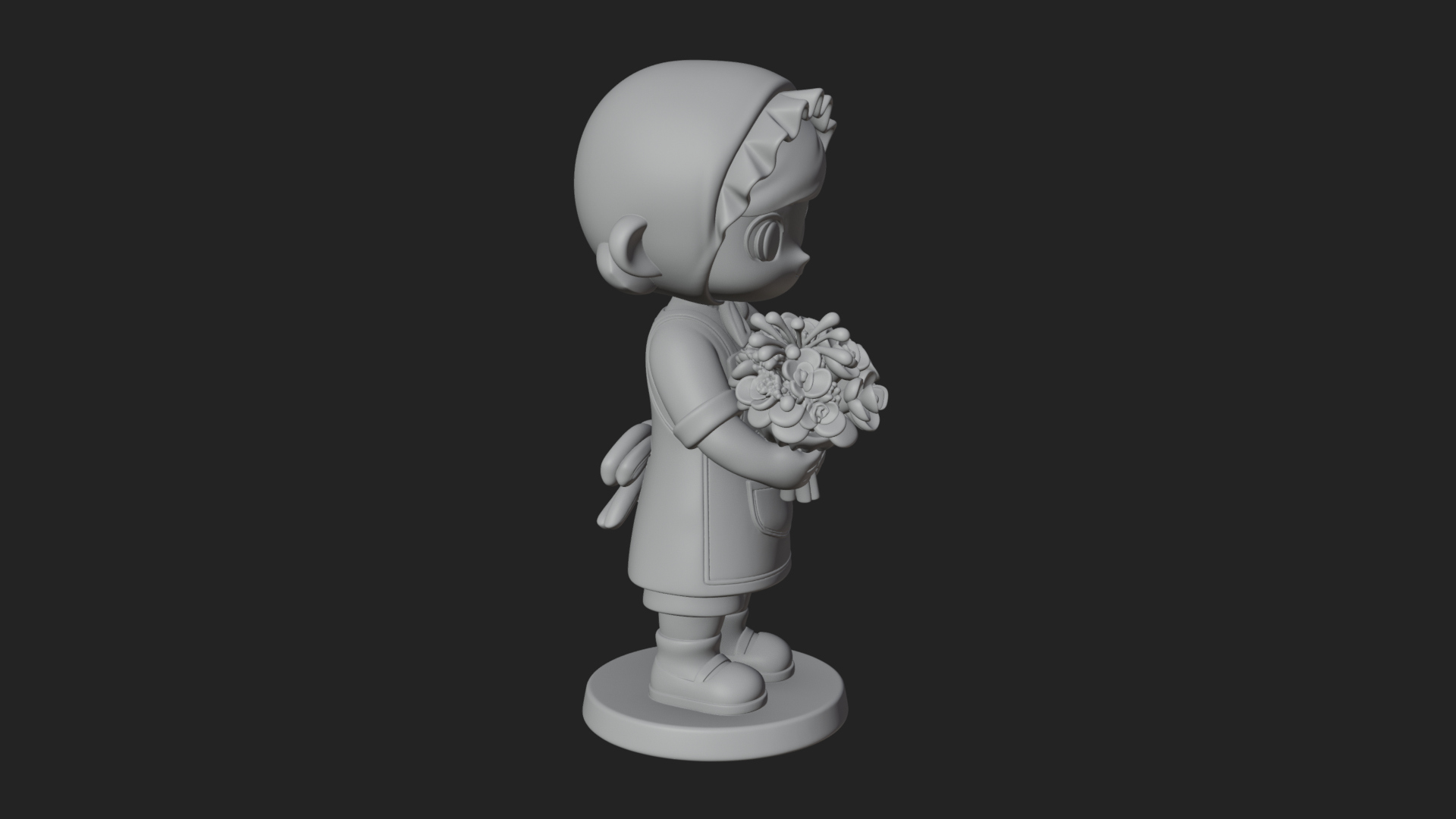Chibi Florist Girl Statue Design 3 3D Print Model 3D Model