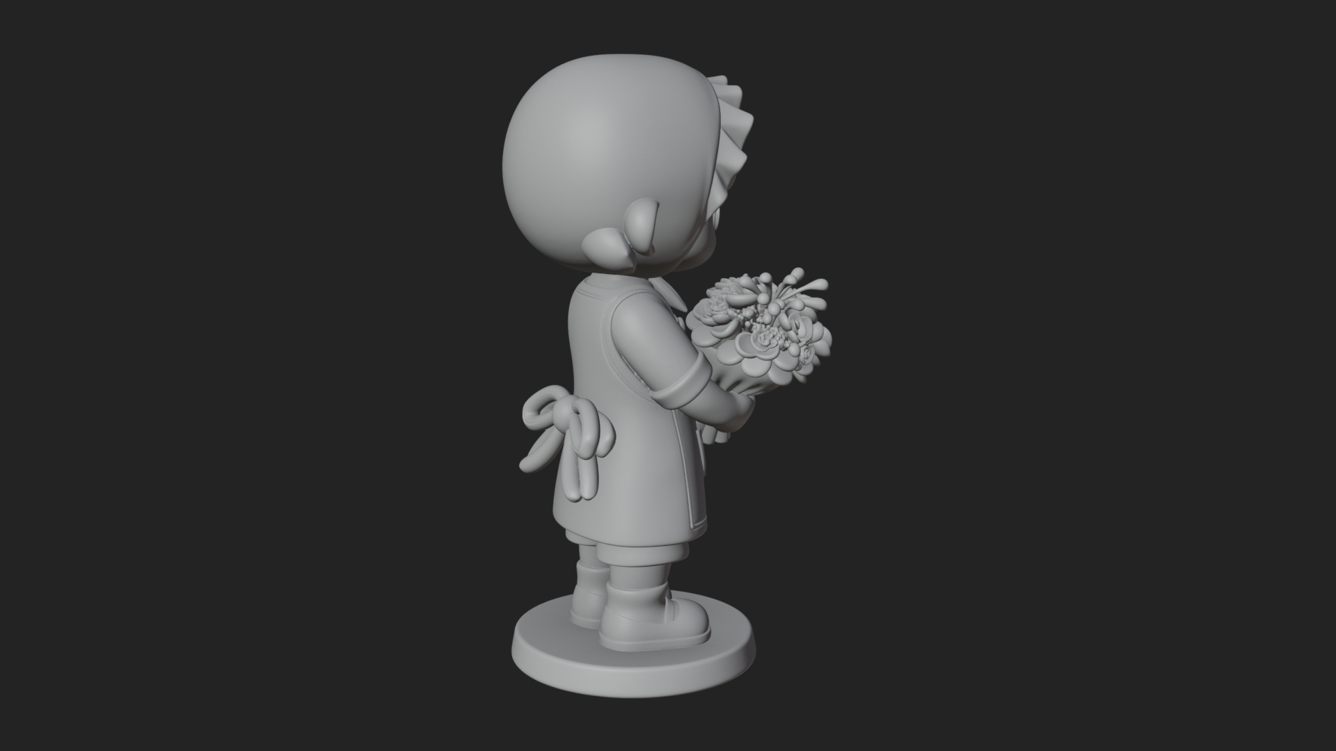 Chibi Florist Girl Statue Design 3 3D Print Model 3D Model