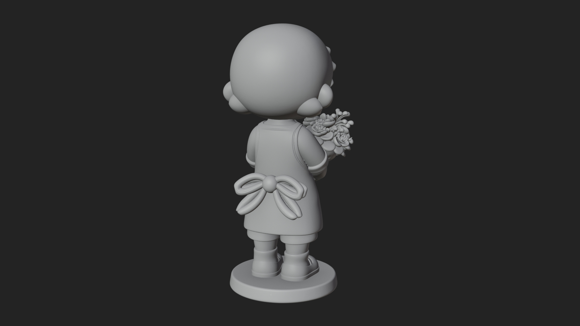 Chibi Florist Girl Statue Design 3 3D Print Model 3D Model