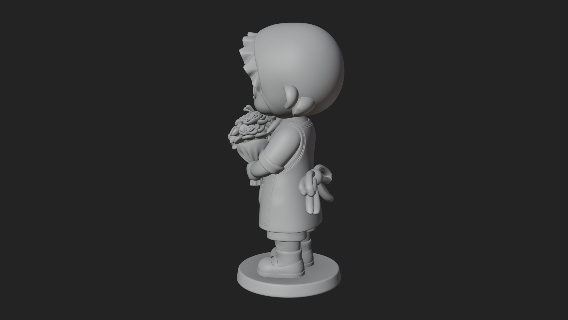 Chibi Florist Girl Statue Design 3 3D Print Model 3D Model
