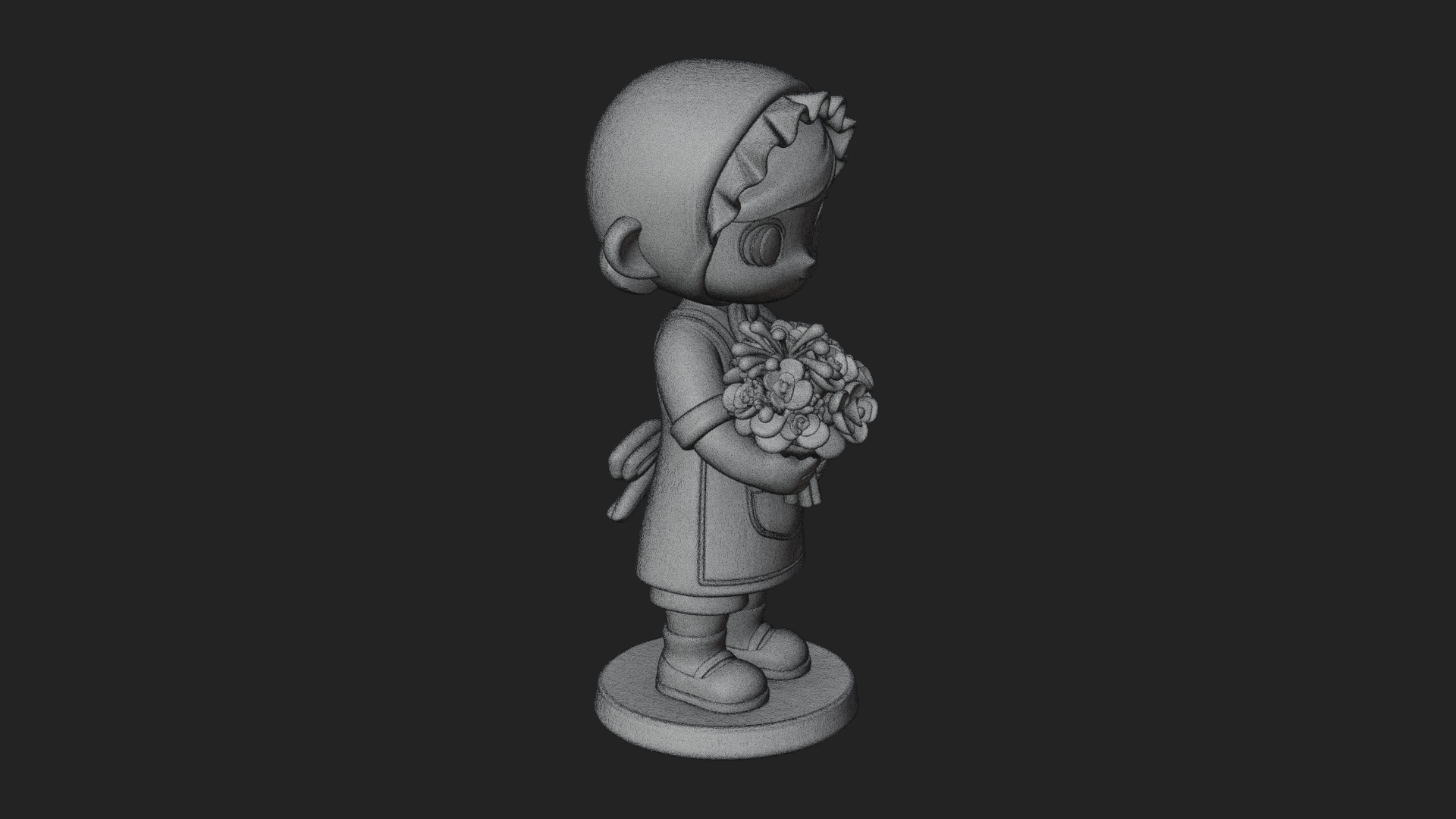 Chibi Florist Girl Statue Design 3 3D Print Model 3D Model
