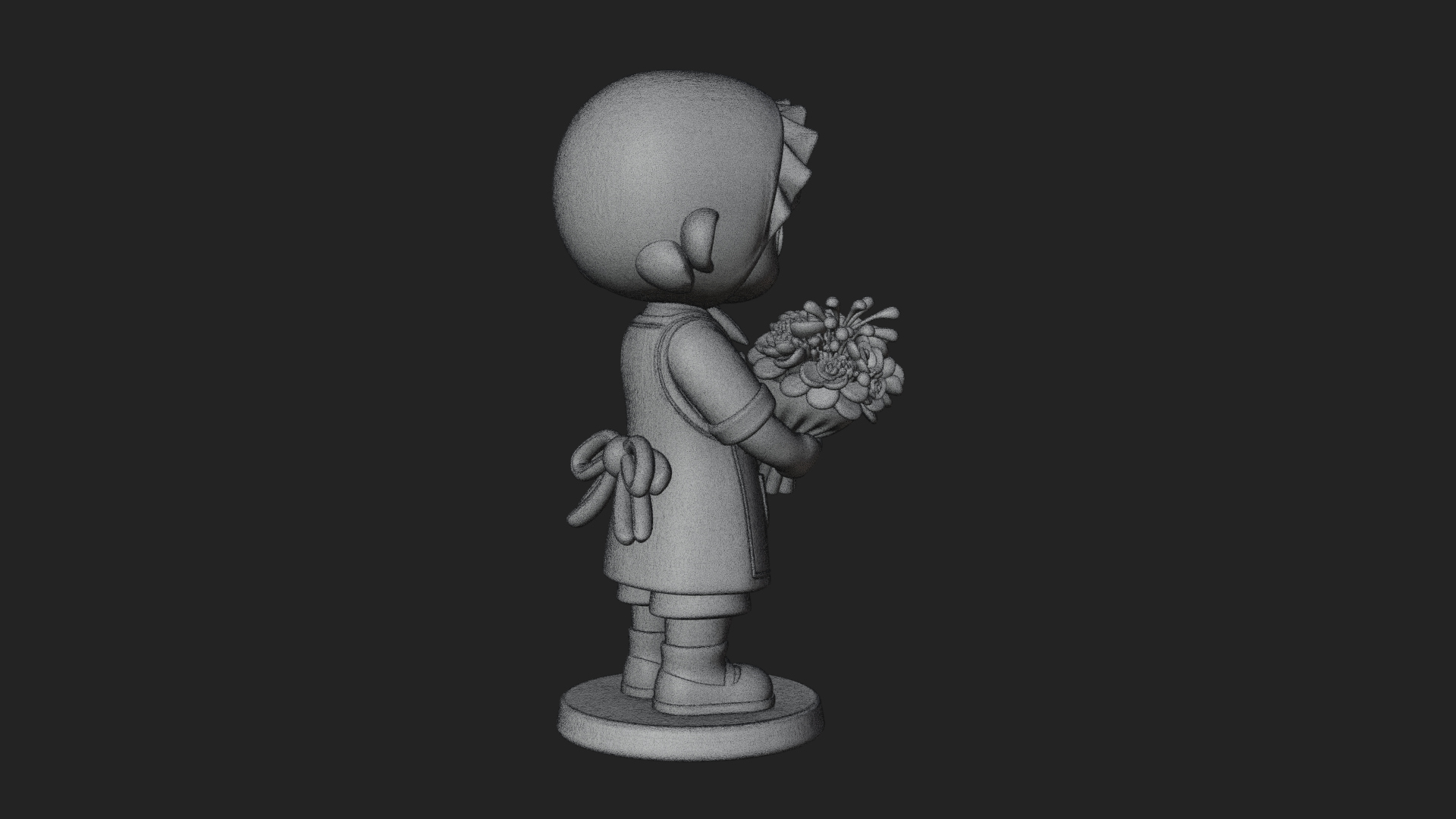 Chibi Florist Girl Statue Design 3 3D Print Model 3D Model