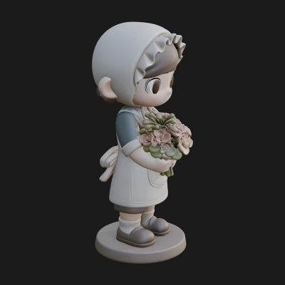 Chibi Florist Girl Statue Design 3 3D Print Model