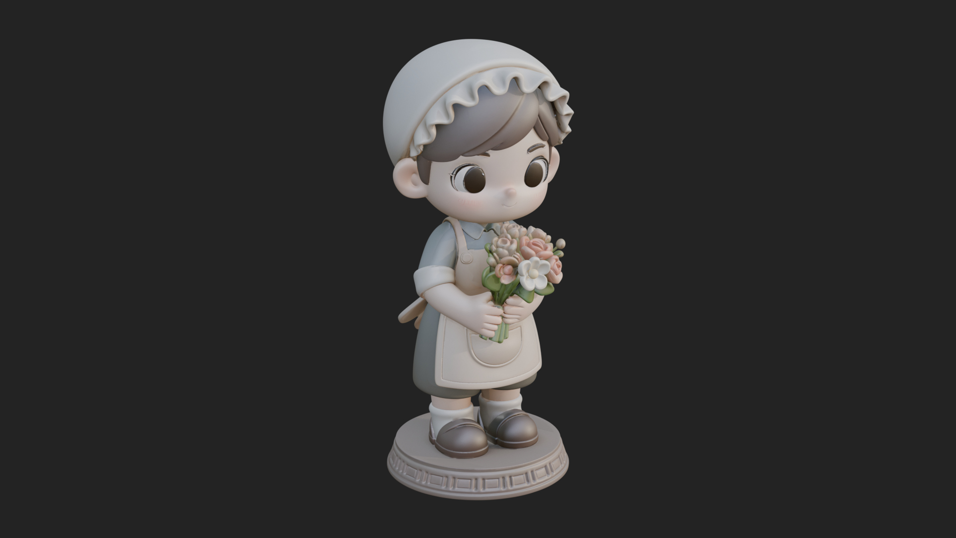 Chibi Florist Girl Statue Design 4 3D Print Model 3D Model