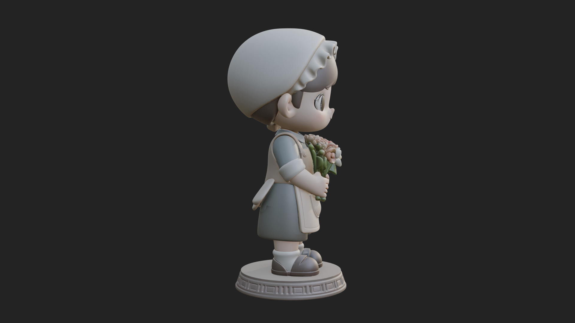 Chibi Florist Girl Statue Design 4 3D Print Model 3D Model