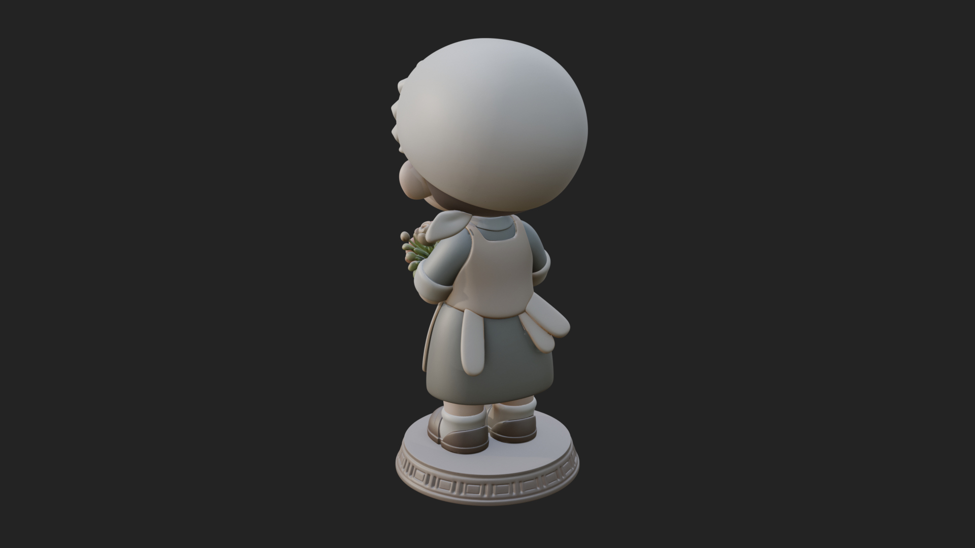 Chibi Florist Girl Statue Design 4 3D Print Model 3D Model