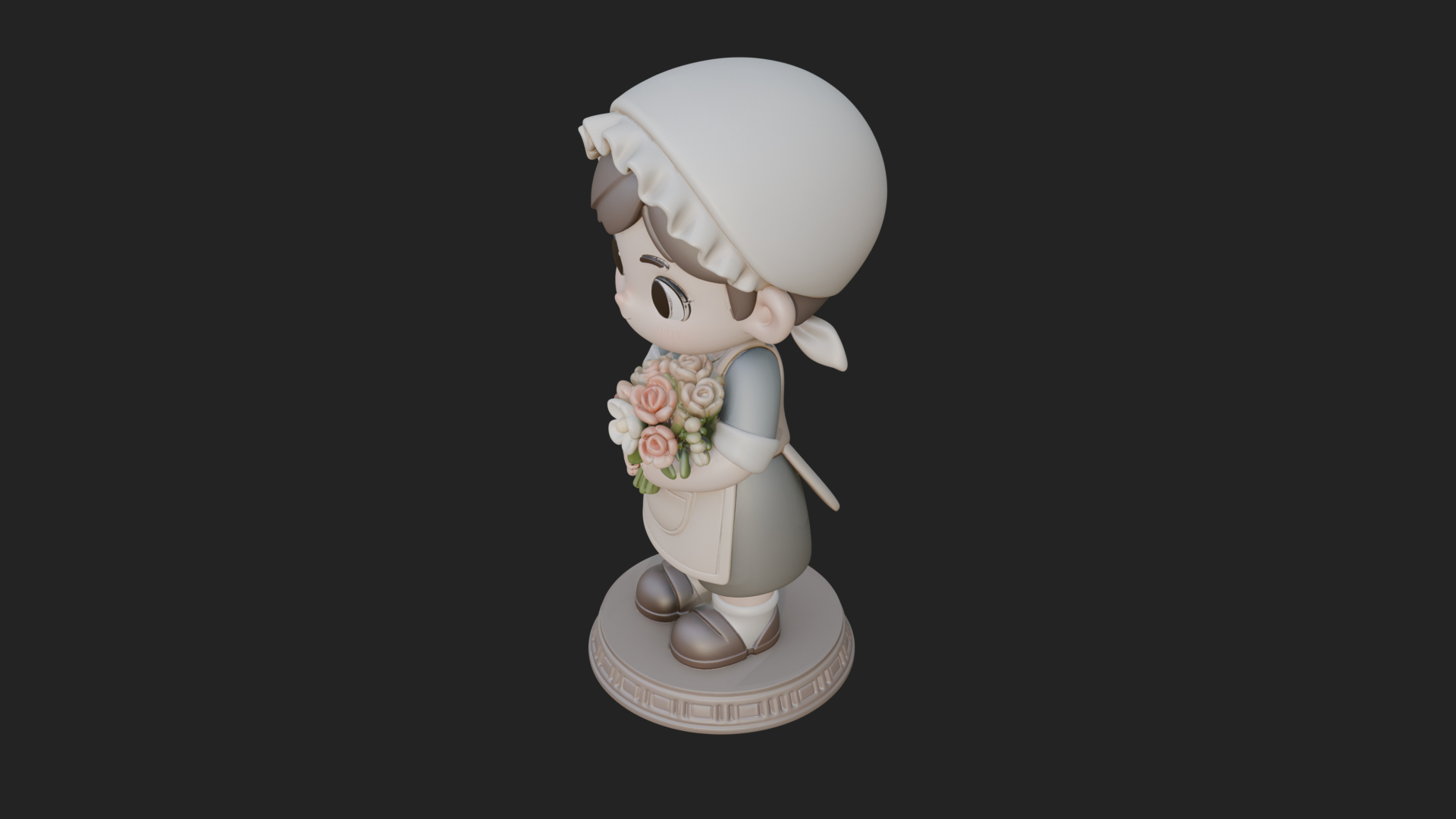 Chibi Florist Girl Statue Design 4 3D Print Model 3D Model