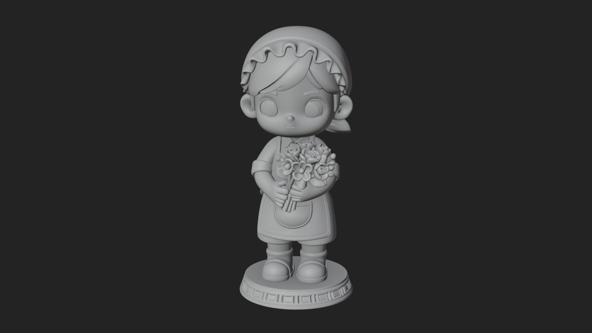 Chibi Florist Girl Statue Design 4 3D Print Model 3D Model
