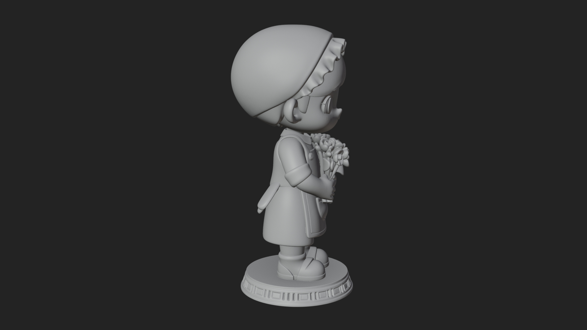 Chibi Florist Girl Statue Design 4 3D Print Model 3D Model