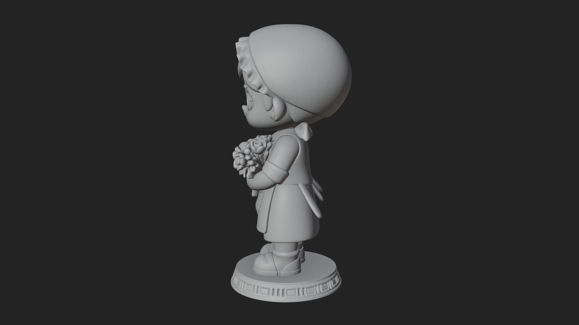 Chibi Florist Girl Statue Design 4 3D Print Model 3D Model