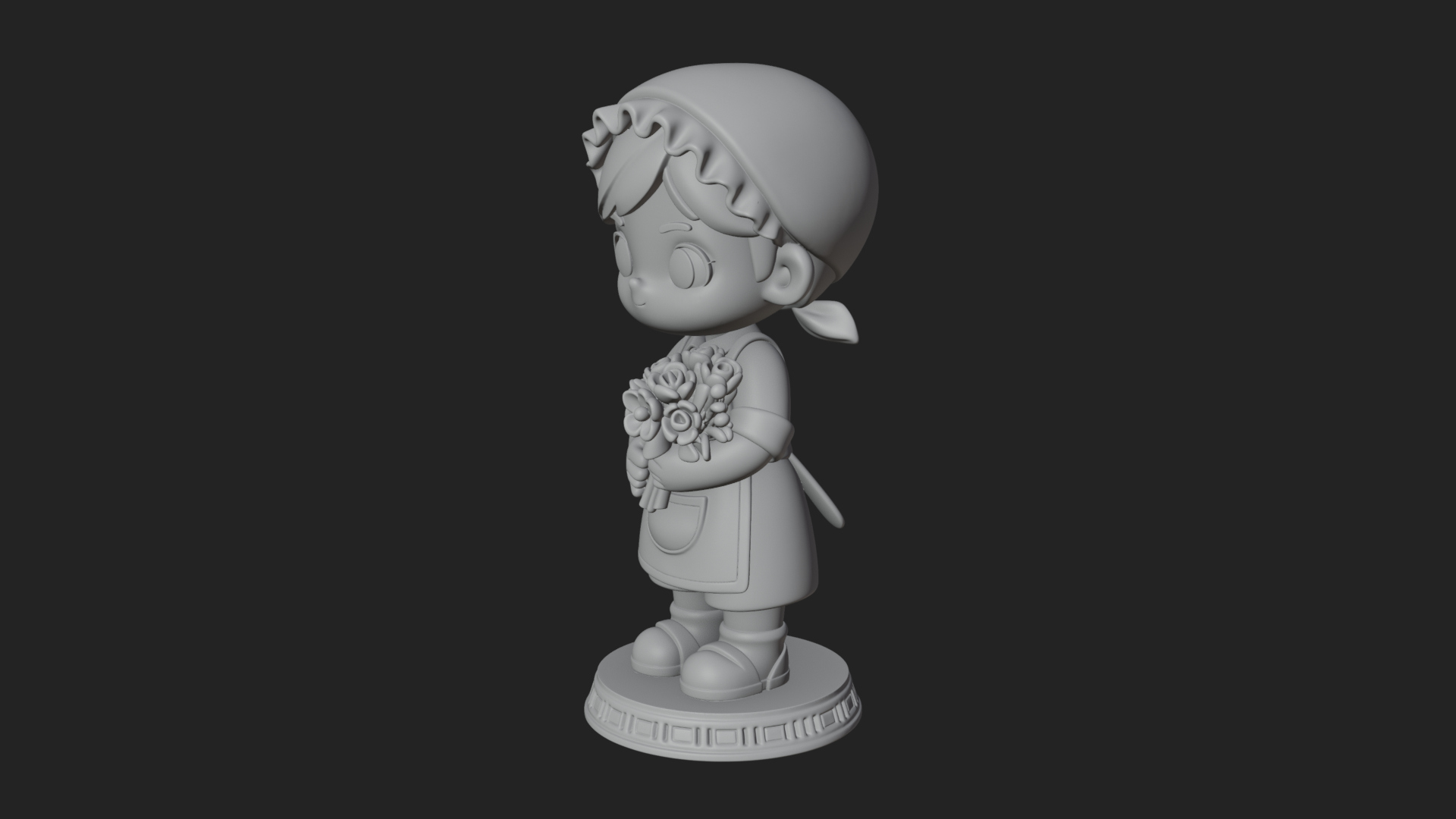 Chibi Florist Girl Statue Design 4 3D Print Model 3D Model
