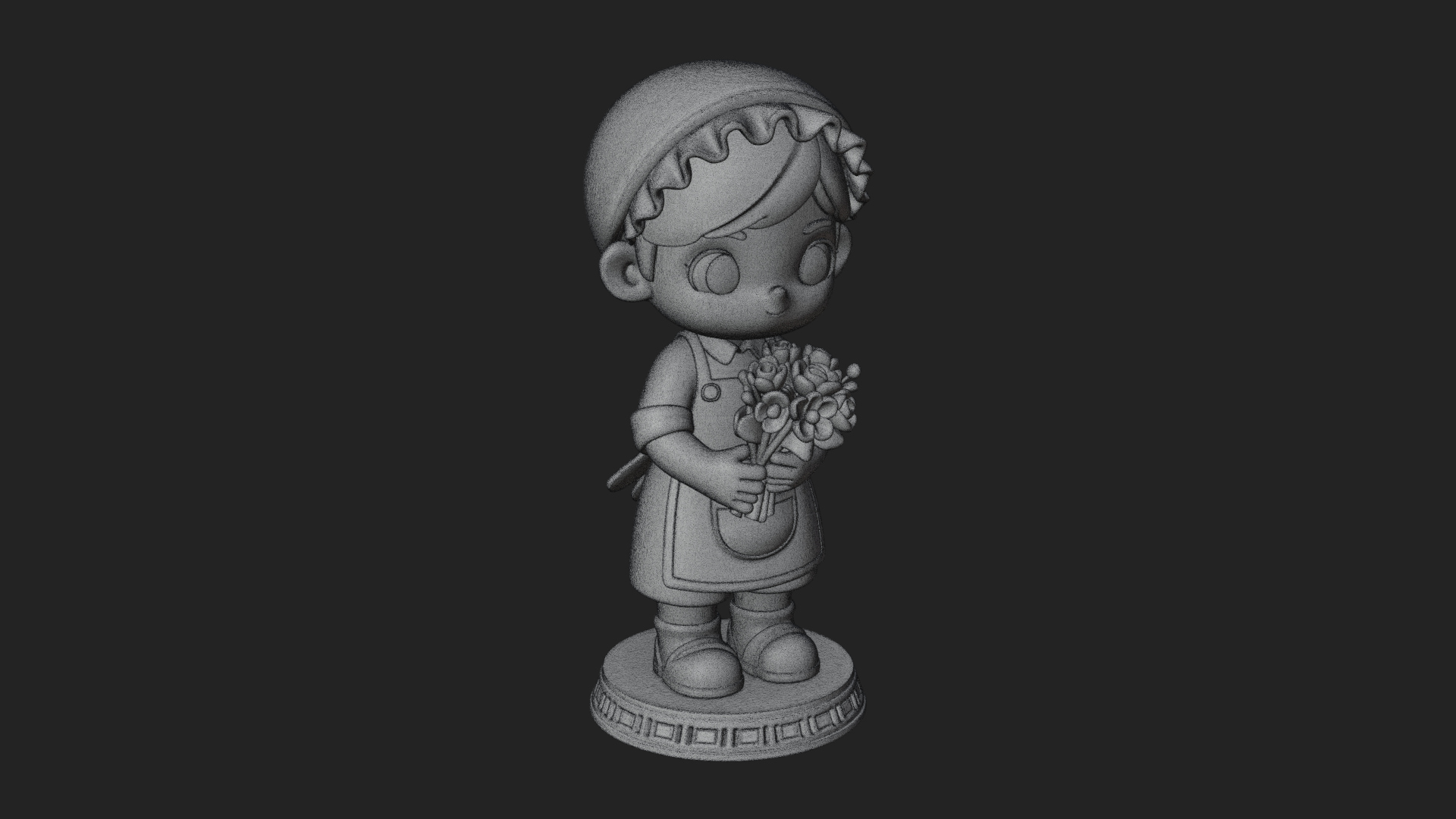Chibi Florist Girl Statue Design 4 3D Print Model 3D Model