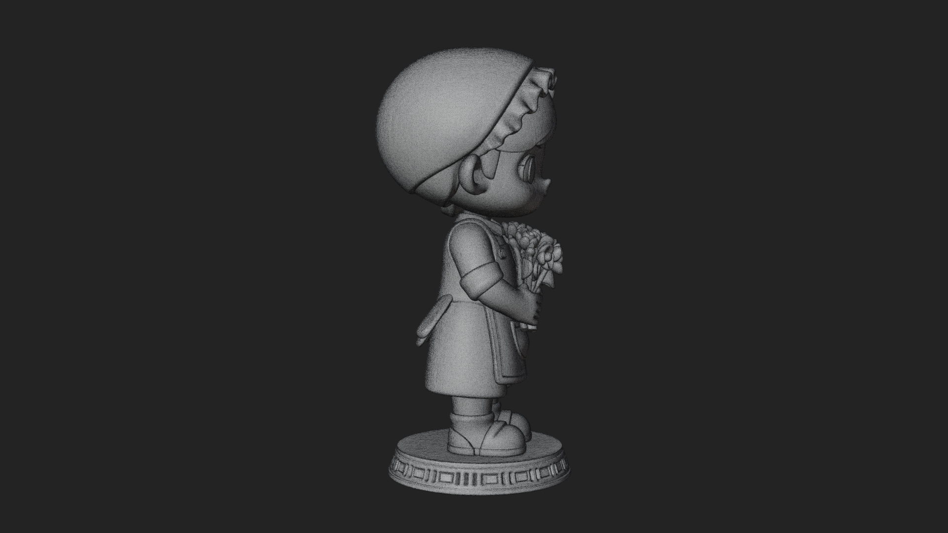 Chibi Florist Girl Statue Design 4 3D Print Model 3D Model