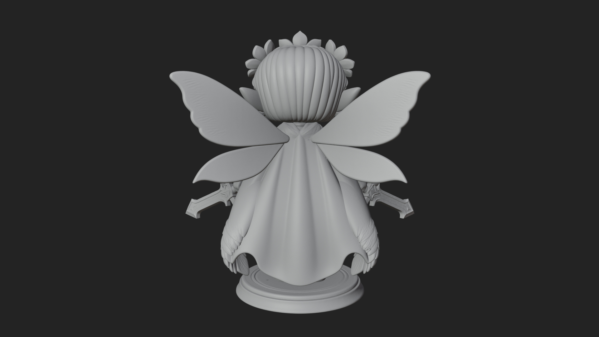Chibi Flower Fairy With Sword Statue Design 1 3D Print Model 3D Model