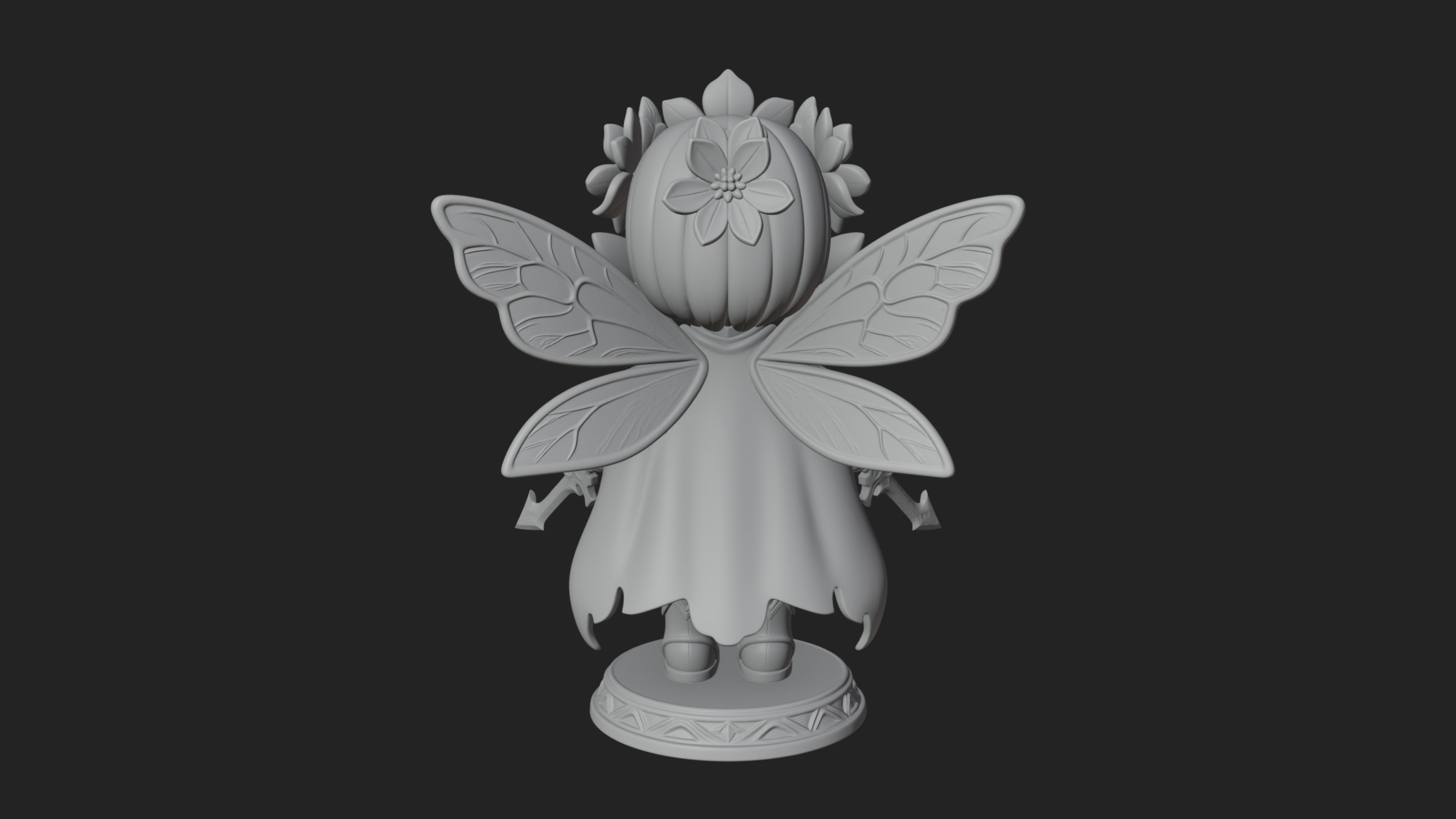 Chibi Flower Fairy With Sword Statue Design 2 3D Print Model 3D Model