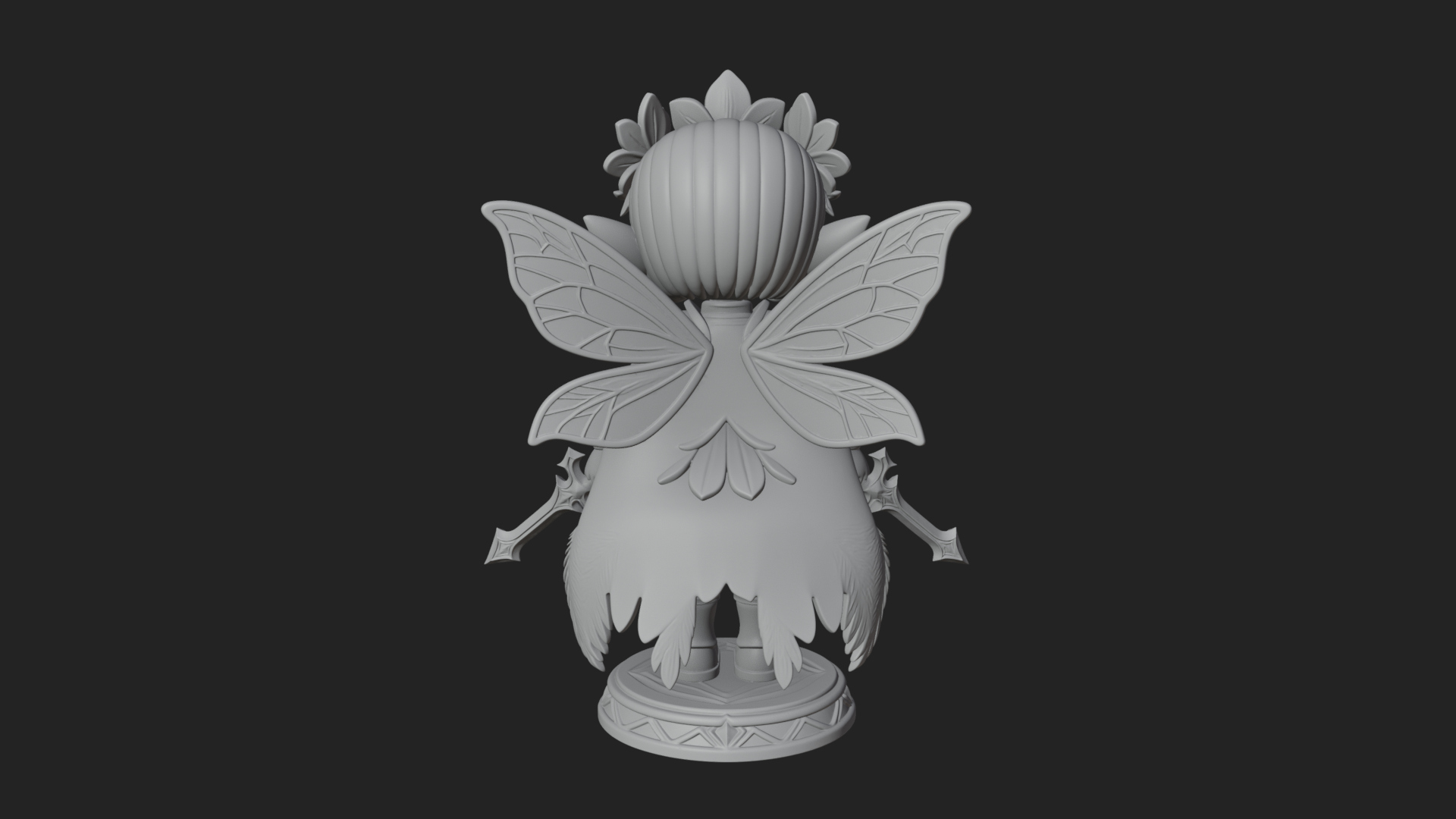 Chibi Flower Fairy With Sword Statue Design 3 3D Print Model 3D Model