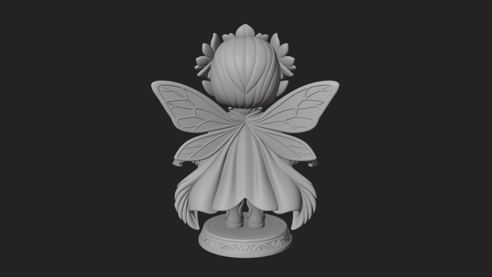 Chibi Flower Fairy With Sword Statue Design 4 3D Print Model 3D Model