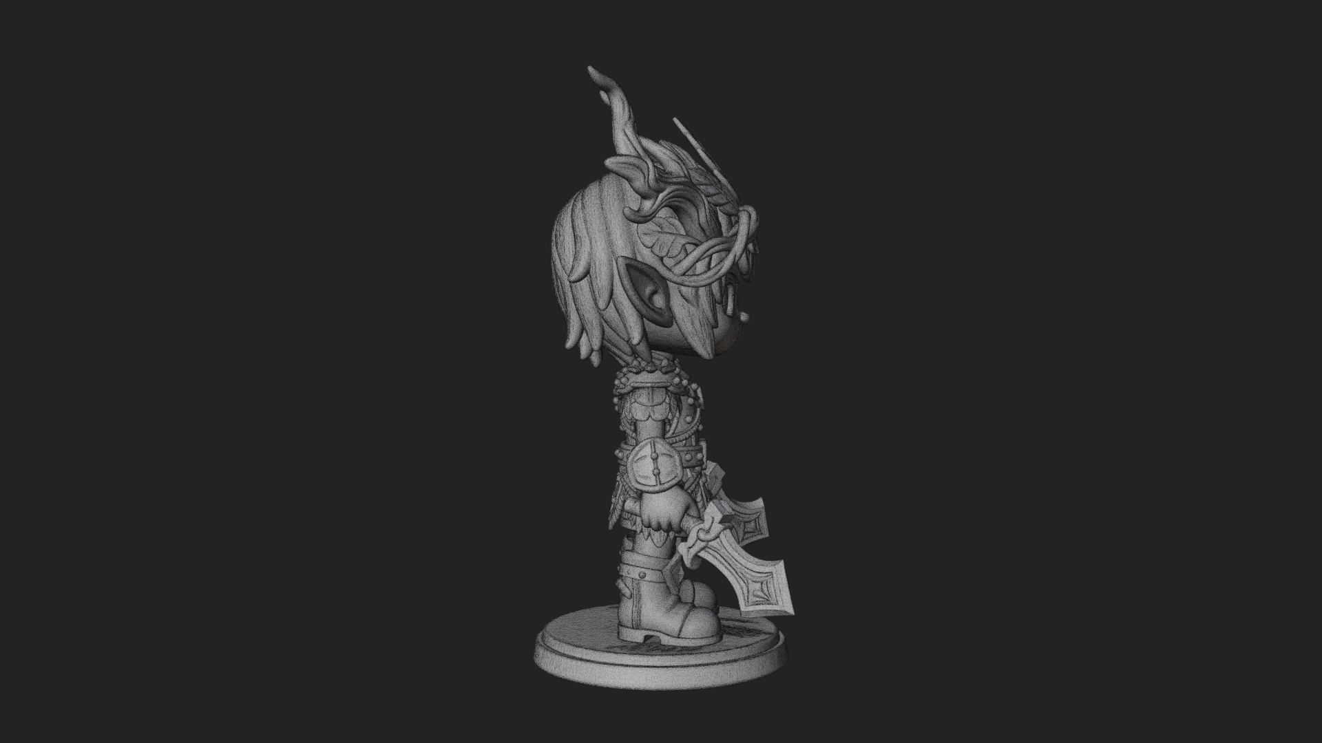 Chibi Forest Elf With Antlers Statue Design 1 3D Print Model 3D Model