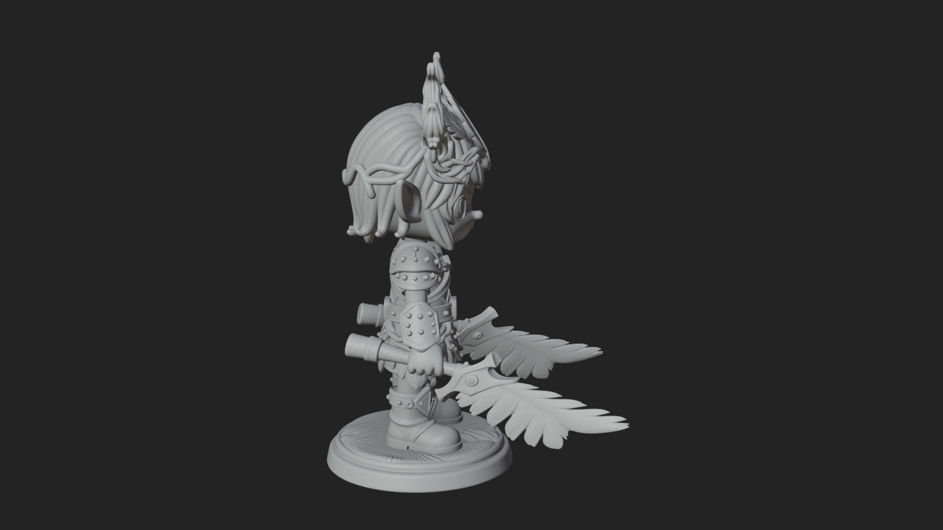 Chibi Forest Elf With Antlers Statue Design 2 3D Print Model 3D Model