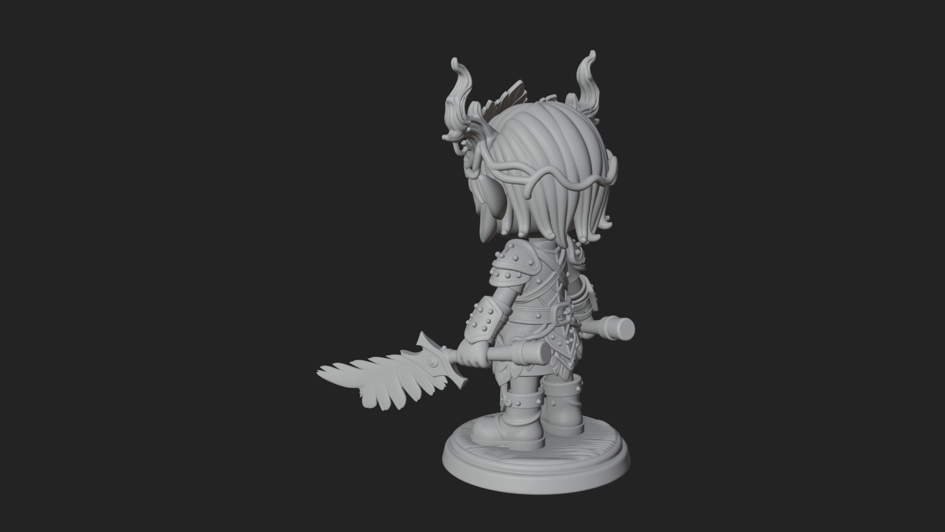 Chibi Forest Elf With Antlers Statue Design 2 3D Print Model 3D Model