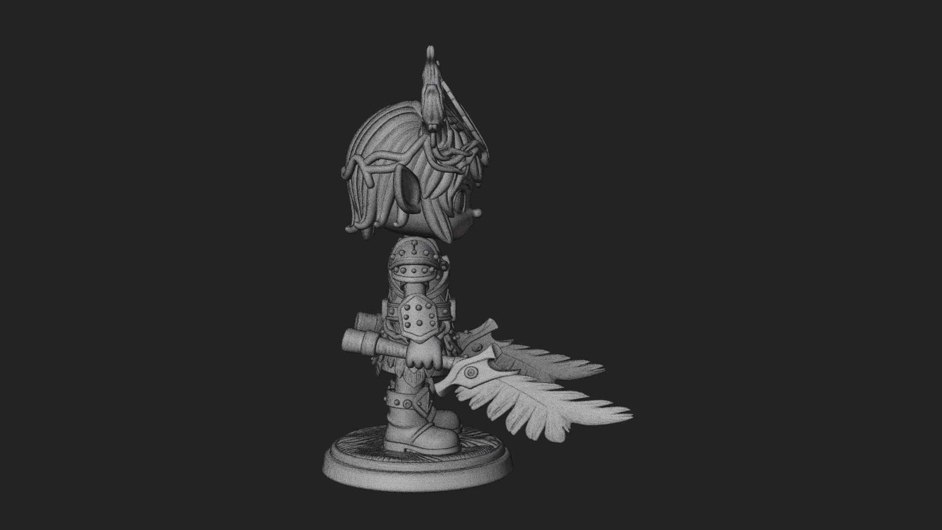 Chibi Forest Elf With Antlers Statue Design 2 3D Print Model 3D Model
