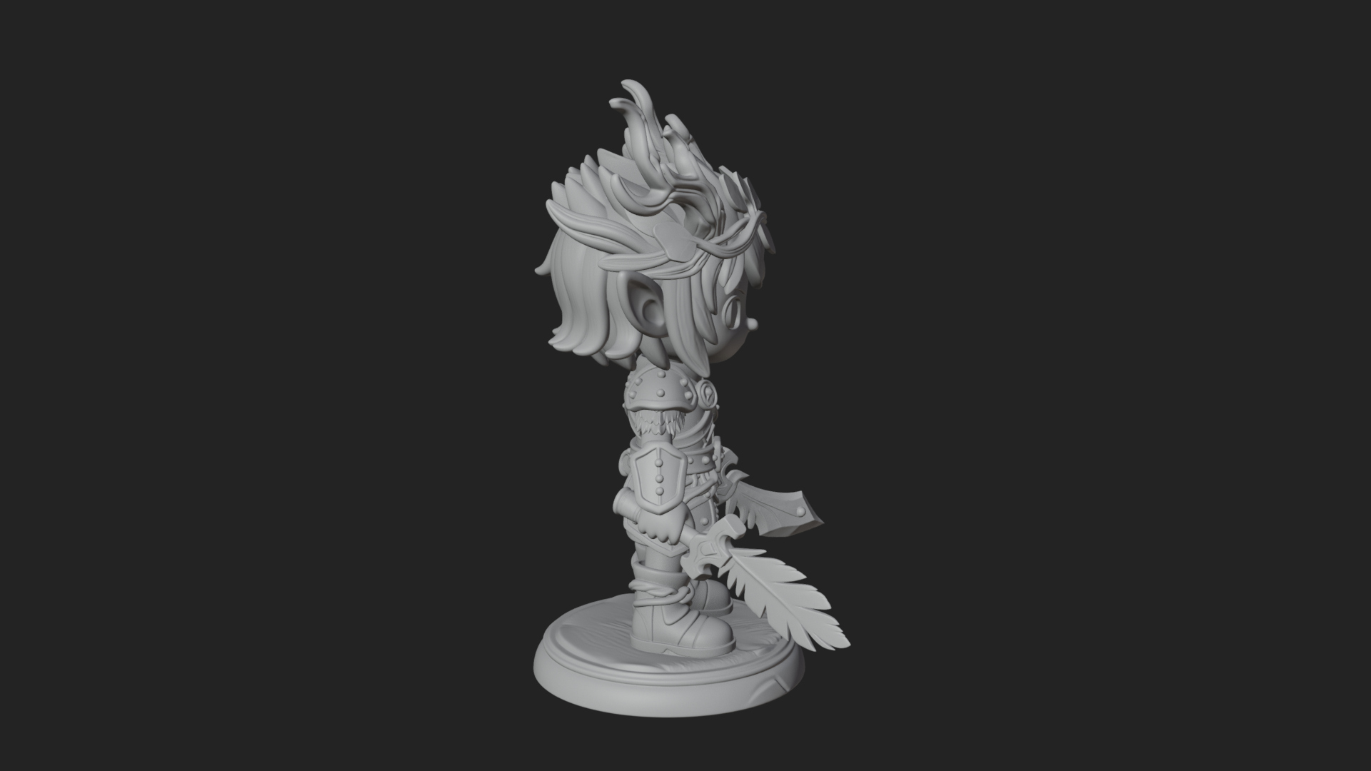Chibi Forest Elf With Antlers Statue Design 3 3D Print Model 3D Model