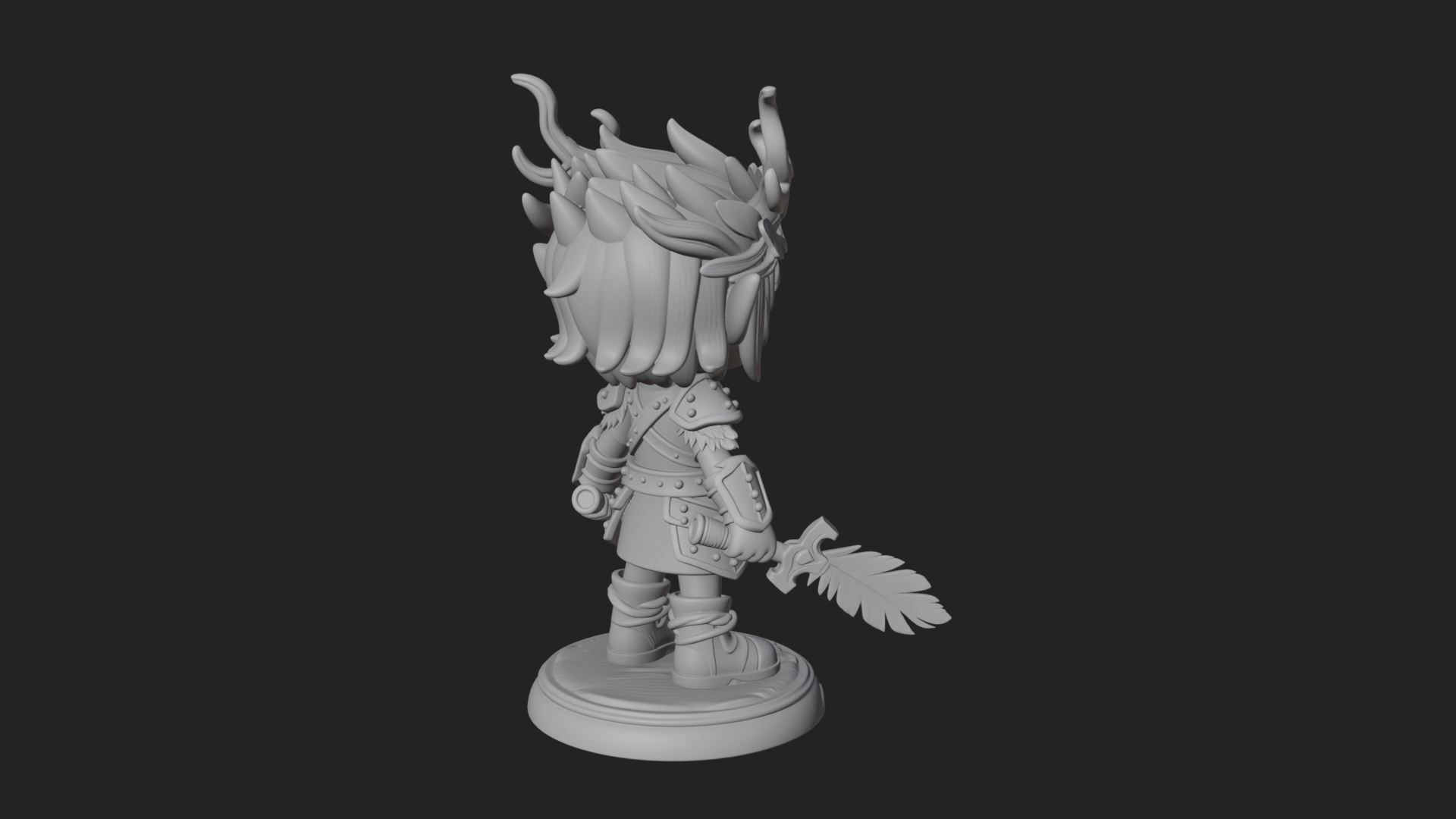Chibi Forest Elf With Antlers Statue Design 3 3D Print Model 3D Model