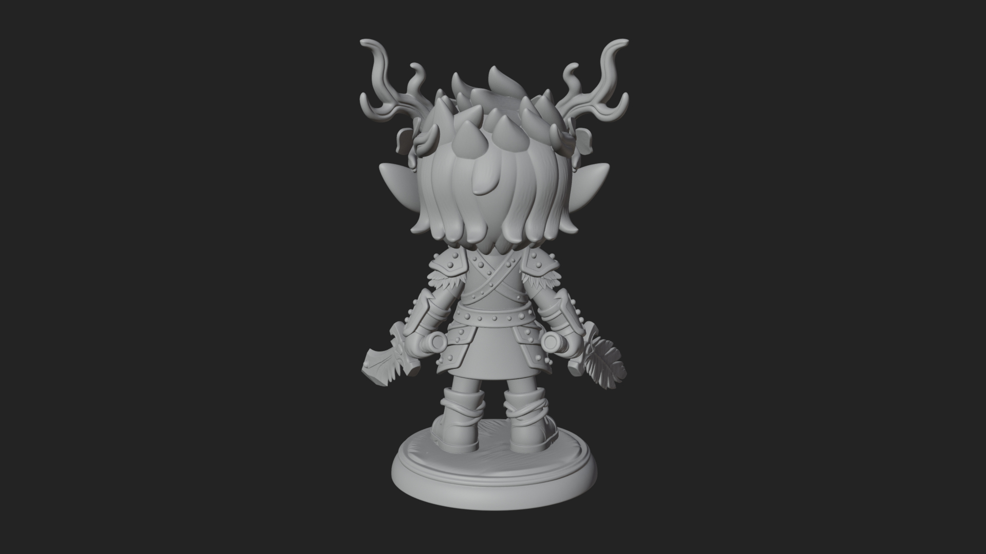 Chibi Forest Elf With Antlers Statue Design 3 3D Print Model 3D Model