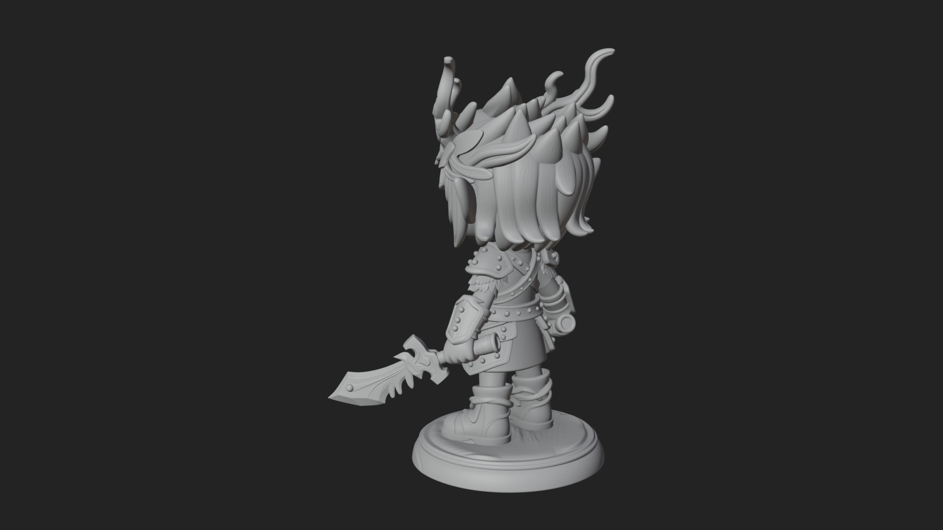 Chibi Forest Elf With Antlers Statue Design 3 3D Print Model 3D Model