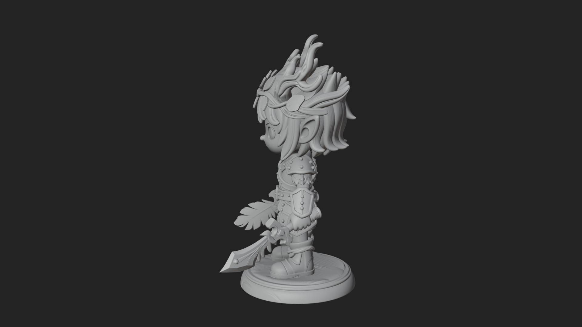 Chibi Forest Elf With Antlers Statue Design 3 3D Print Model 3D Model