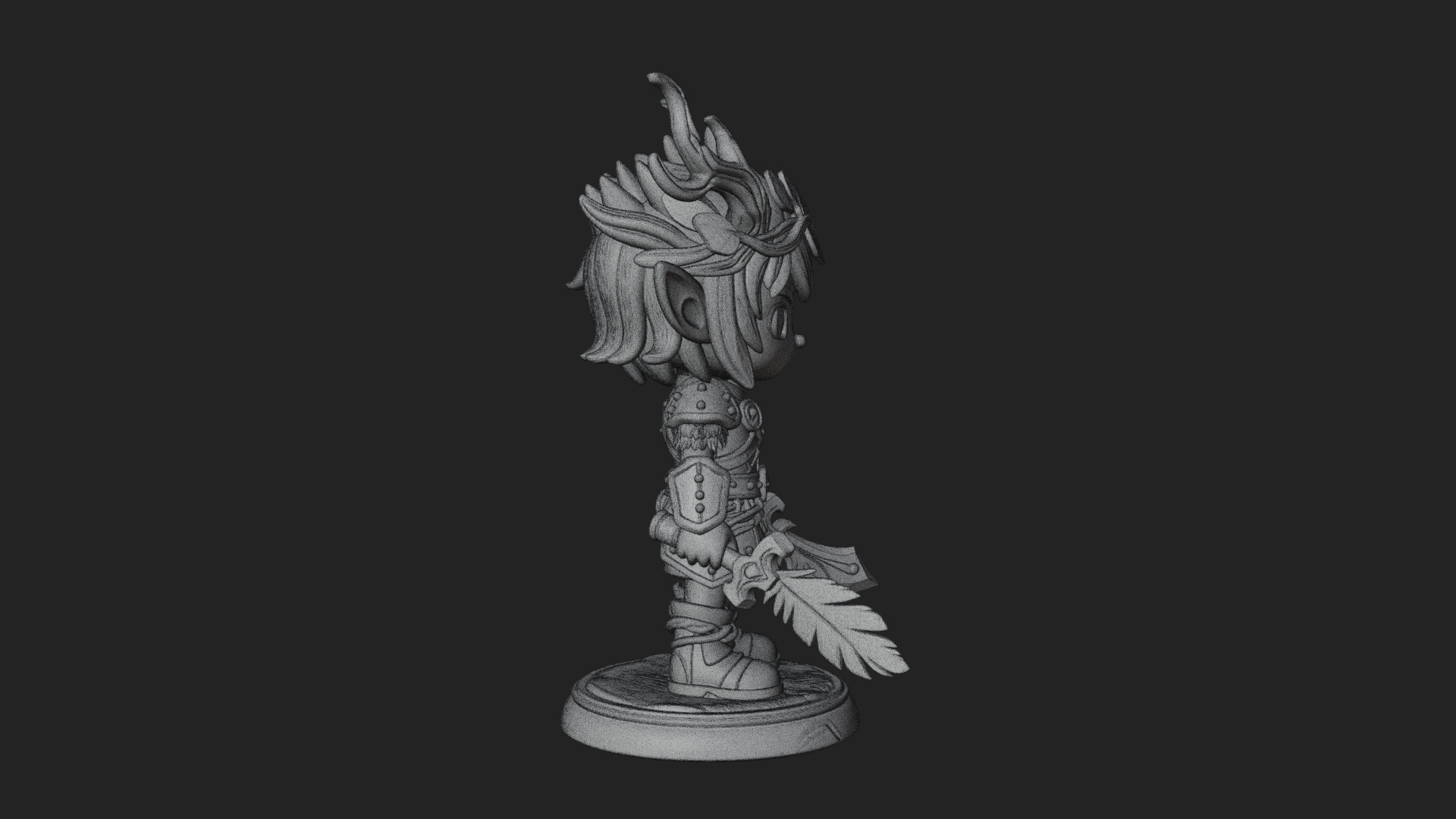 Chibi Forest Elf With Antlers Statue Design 3 3D Print Model 3D Model
