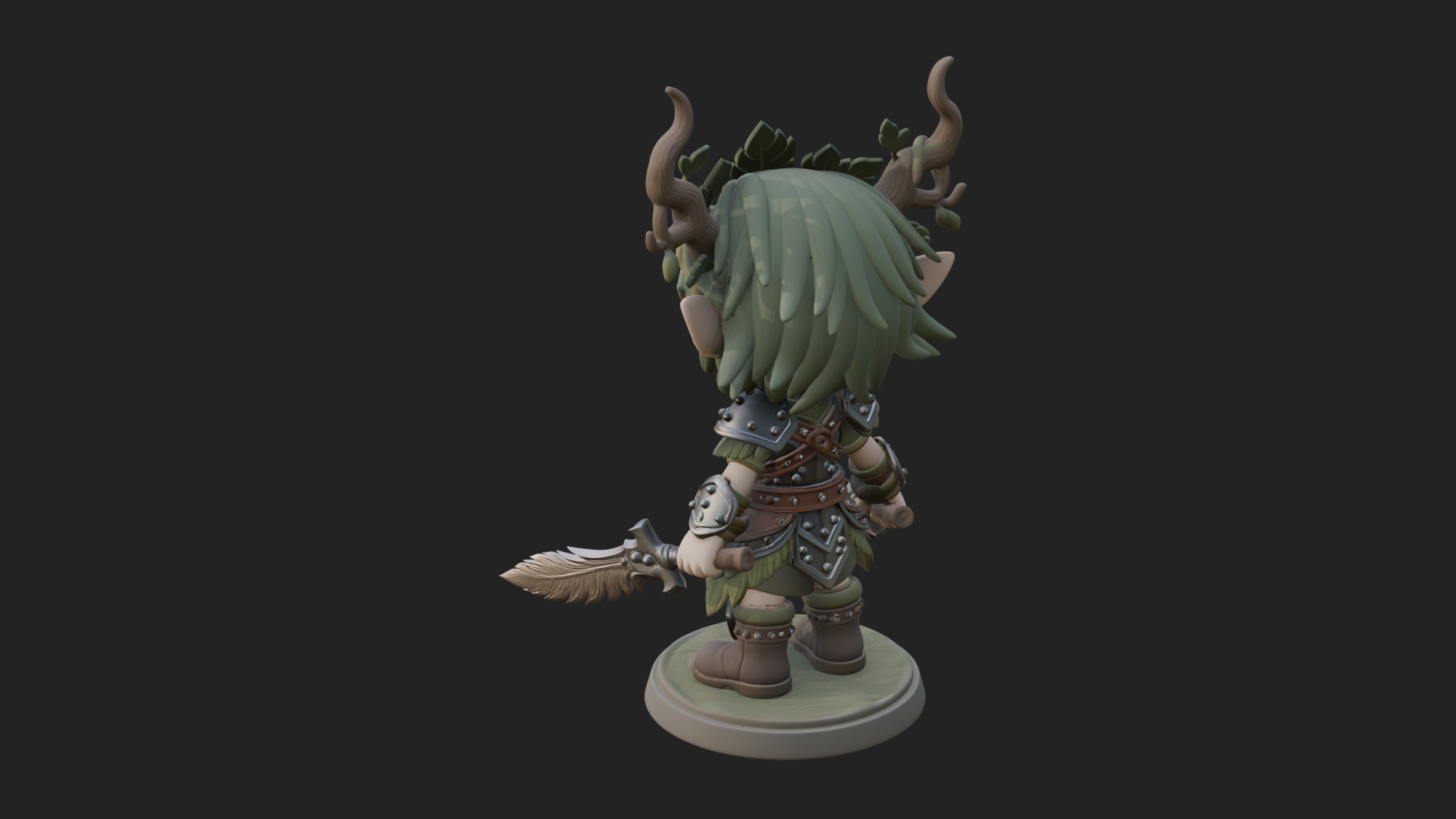 Chibi Forest Elf With Antlers Statue Design 4 3D Print Model 3D Model