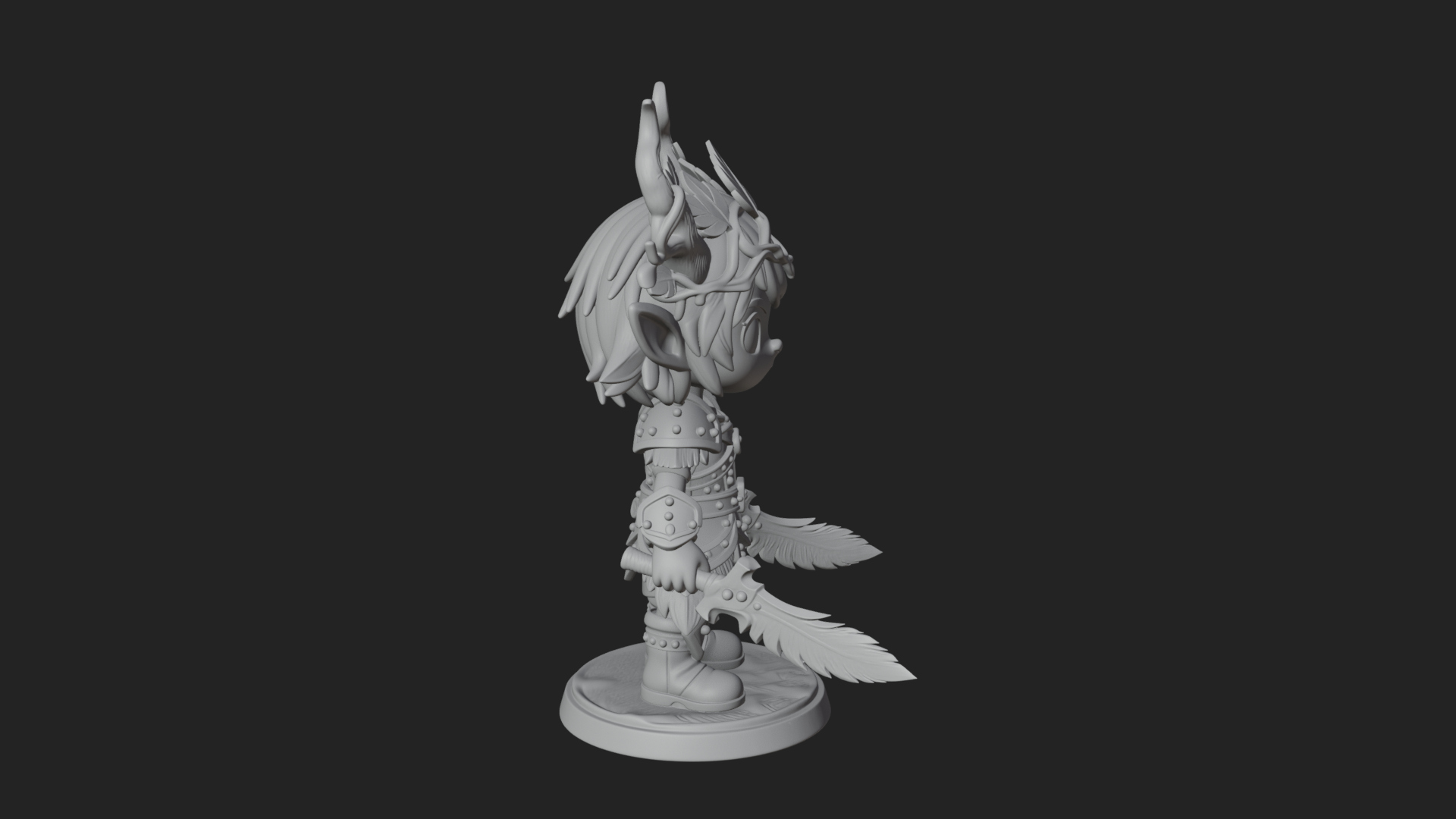 Chibi Forest Elf With Antlers Statue Design 4 3D Print Model 3D Model