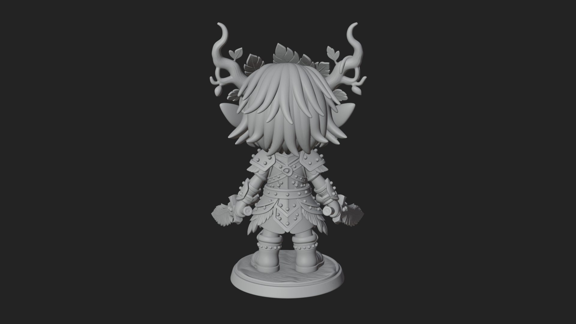 Chibi Forest Elf With Antlers Statue Design 4 3D Print Model 3D Model