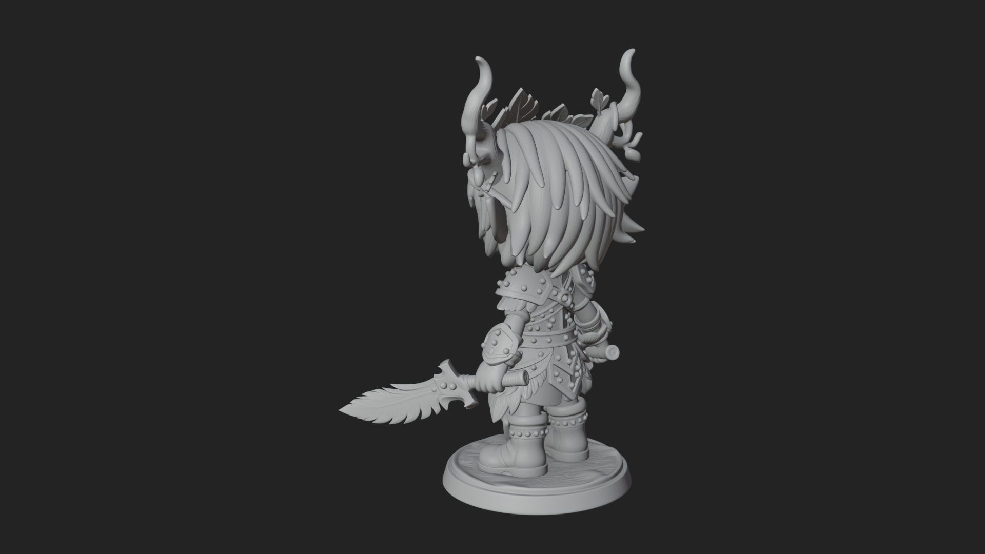 Chibi Forest Elf With Antlers Statue Design 4 3D Print Model 3D Model
