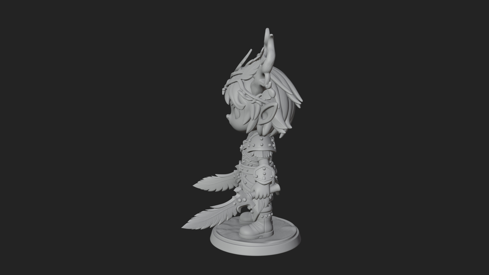 Chibi Forest Elf With Antlers Statue Design 4 3D Print Model 3D Model